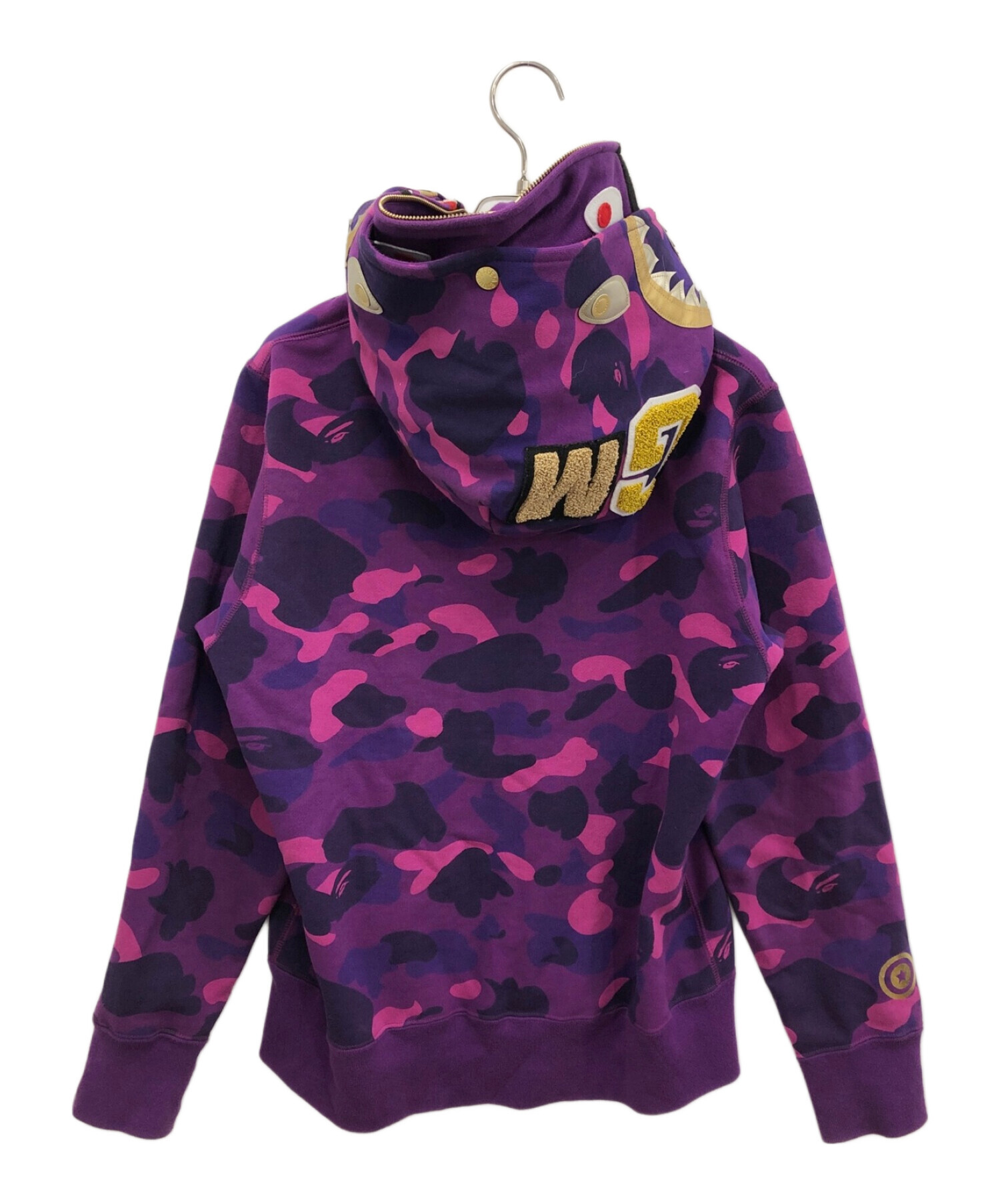 A BATHING APE (アベイシングエイプ) ダブルシャークカモジップパーカー パープル サイズ:S