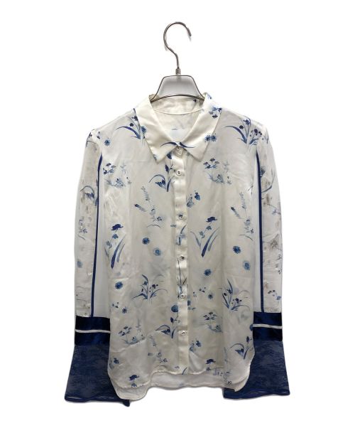 中古・古着通販】Mame Kurogouchi (マメクロゴウチ) silk lame print sleeves shirt(シルクラメプリントスリーブシャツ)  ブルー×ホワイト サイズ:1｜ブランド・古着通販 トレファク公式【TREFAC FASHION】スマホサイト