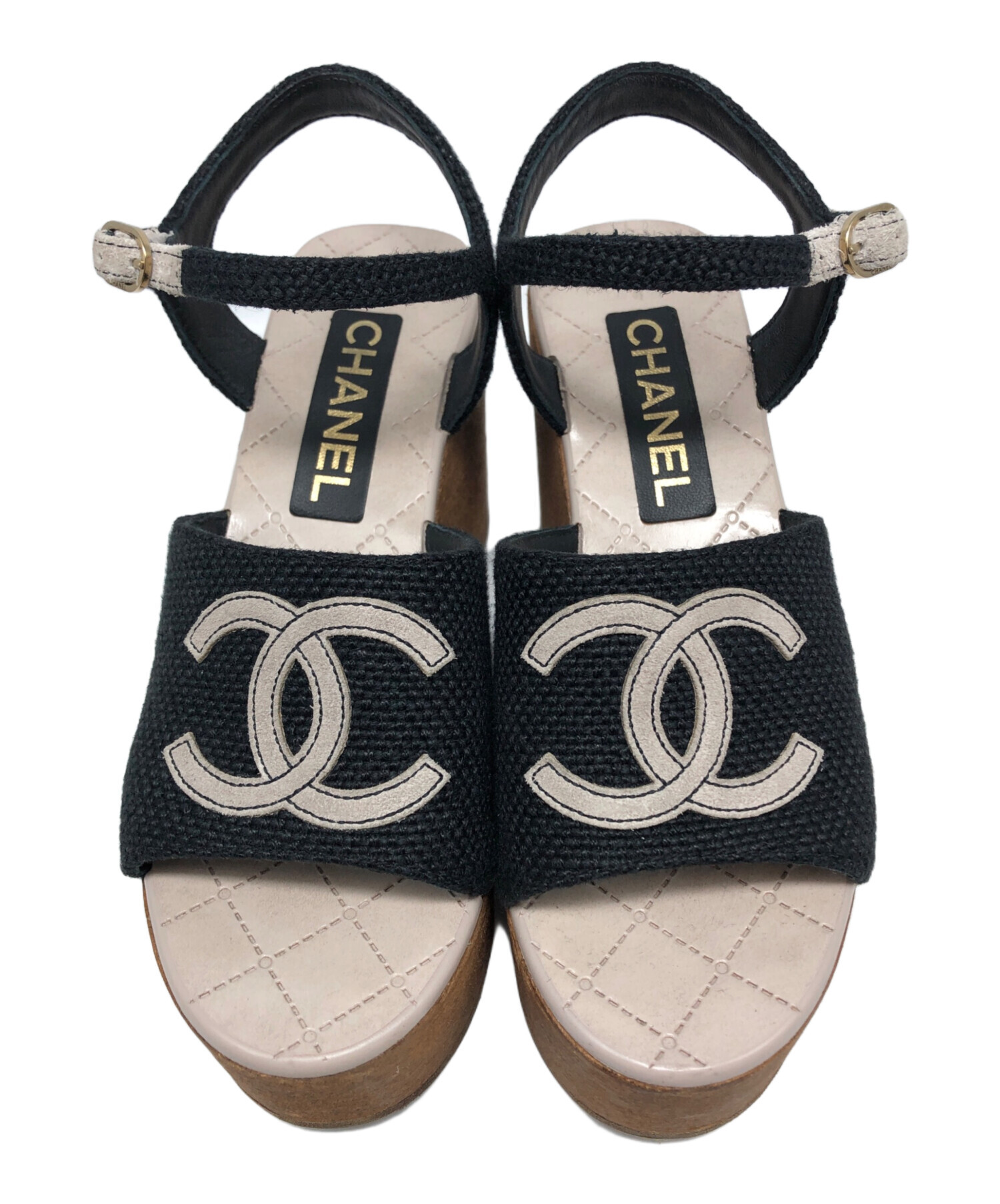 中古・古着通販】CHANEL (シャネル) ココマークウェッジソールサンダル ブラック サイズ:36C｜ブランド・古着通販  トレファク公式【TREFAC FASHION】スマホサイト