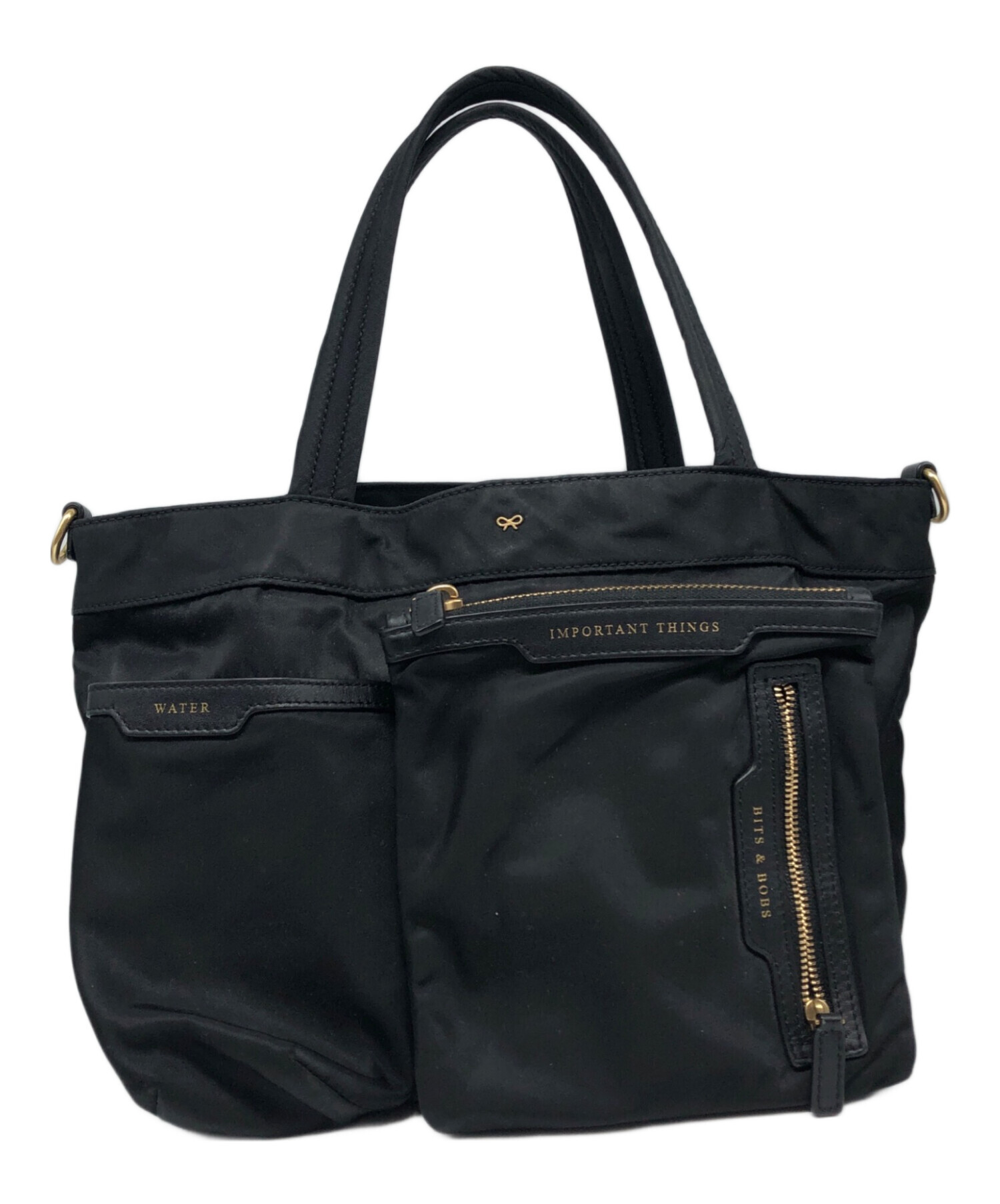 ANYA HINDMARCH (アニヤ・ハインドマーチ) 193443<br>マルチポケット バックパック Recycled Nylon in  Black 弱けれ