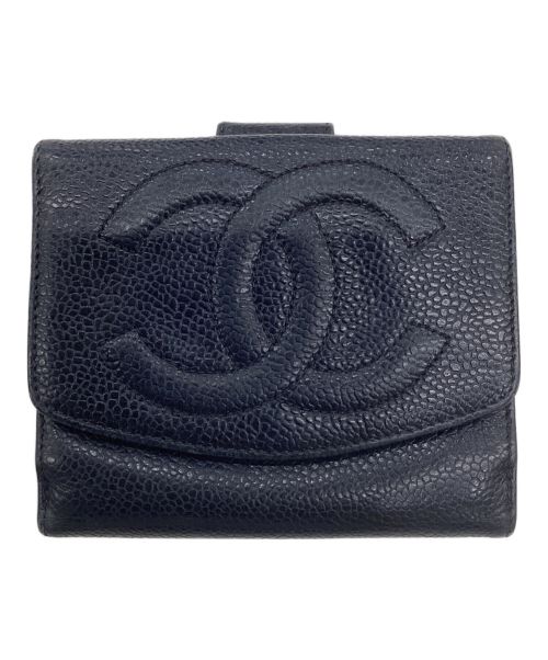 中古・古着通販】CHANEL (シャネル) キャビアスキン2つ折り財布 ブラック｜ブランド・古着通販 トレファク公式【TREFAC  FASHION】スマホサイト