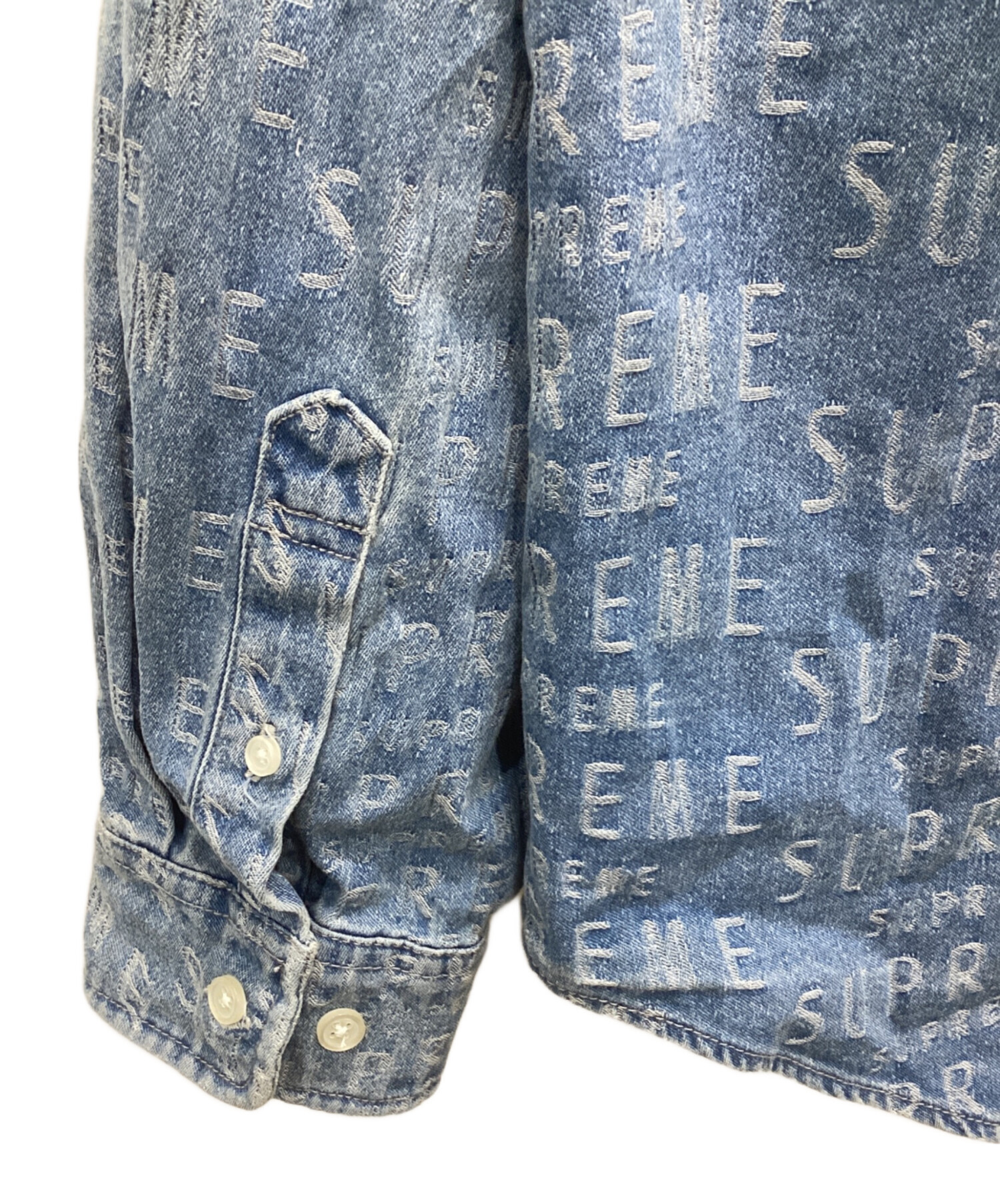 中古・古着通販】SUPREME (シュプリーム) Warp Jacquard Logos Denim Shirt インディゴ サイズ:L｜ブランド・古着通販  トレファク公式【TREFAC FASHION】スマホサイト