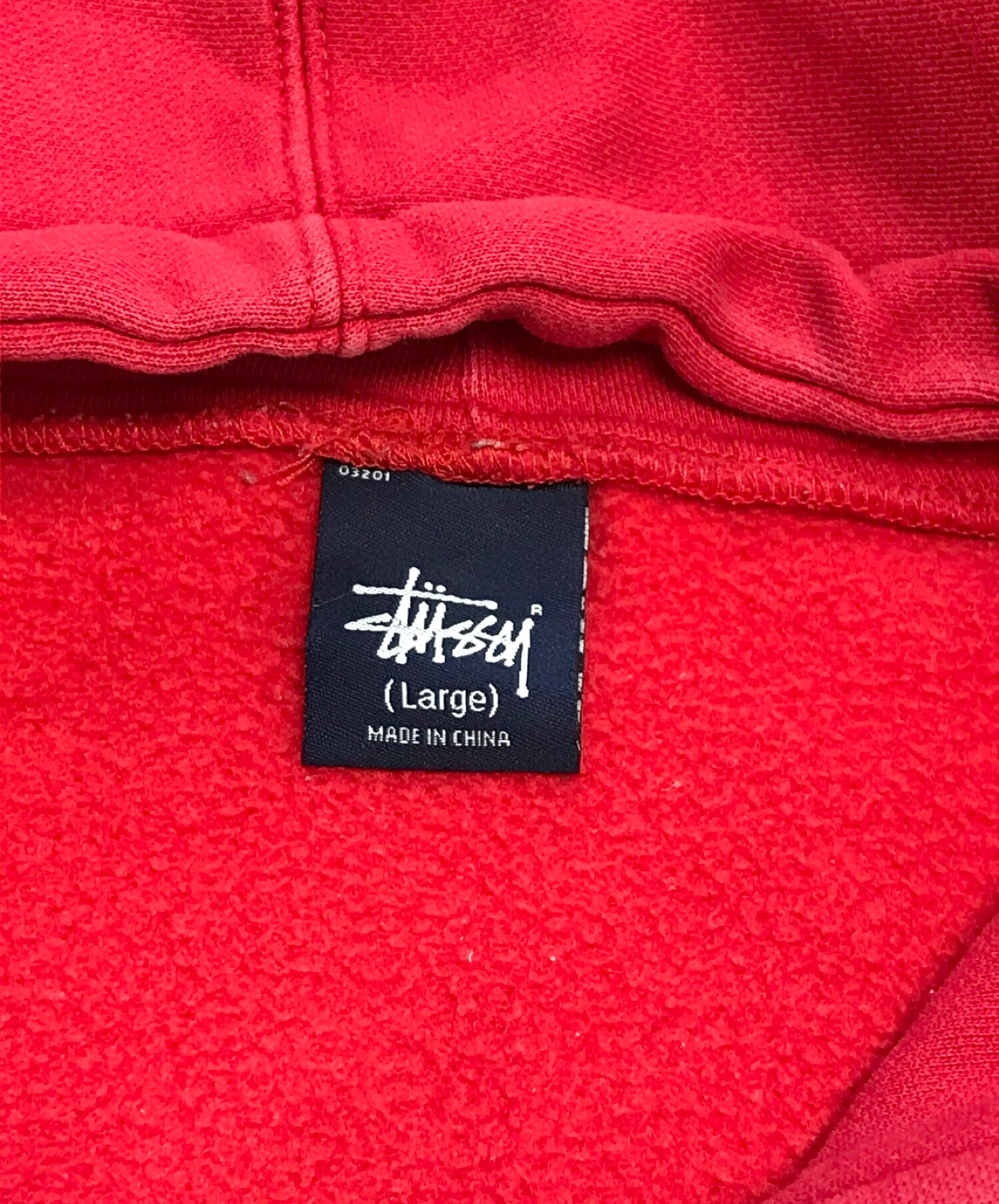 stussy (ステューシー) [OLD]スニーカープリントプルオーバーパーカー レッド サイズ:L