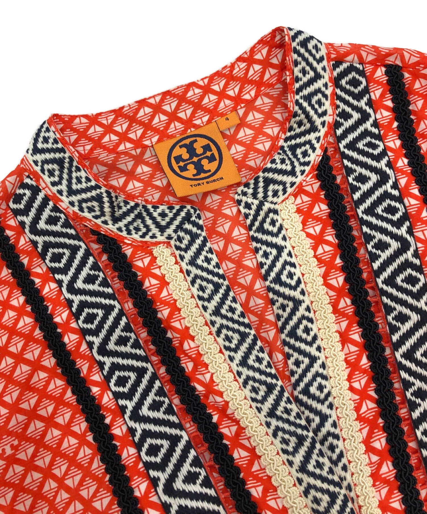 TORY BURCH (トリーバーチ) 刺繍ブラウス レッド サイズ:4