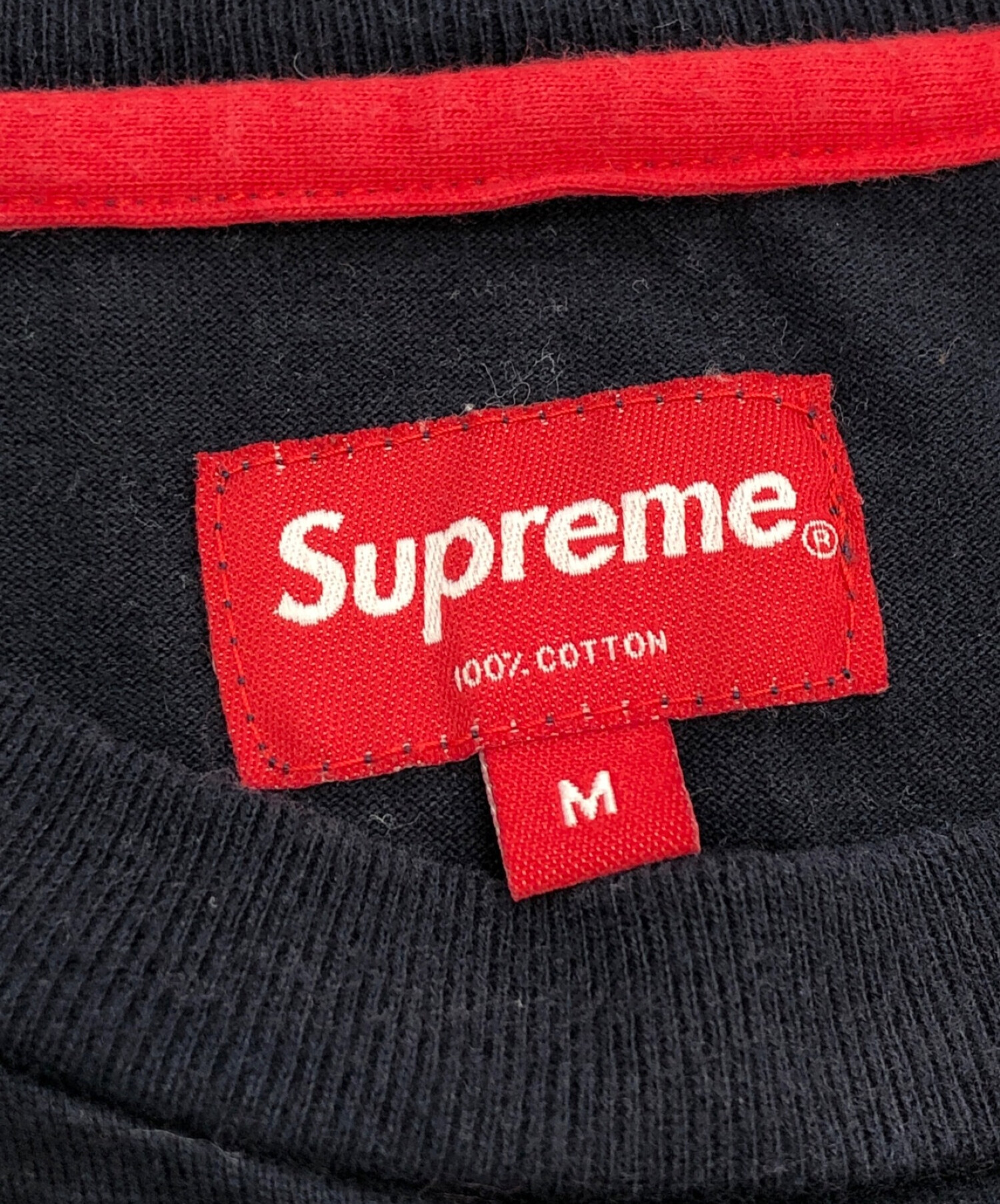 SUPREME (シュプリーム) スモールボックスロゴ刺繍半袖Tシャツ ネイビー サイズ:M