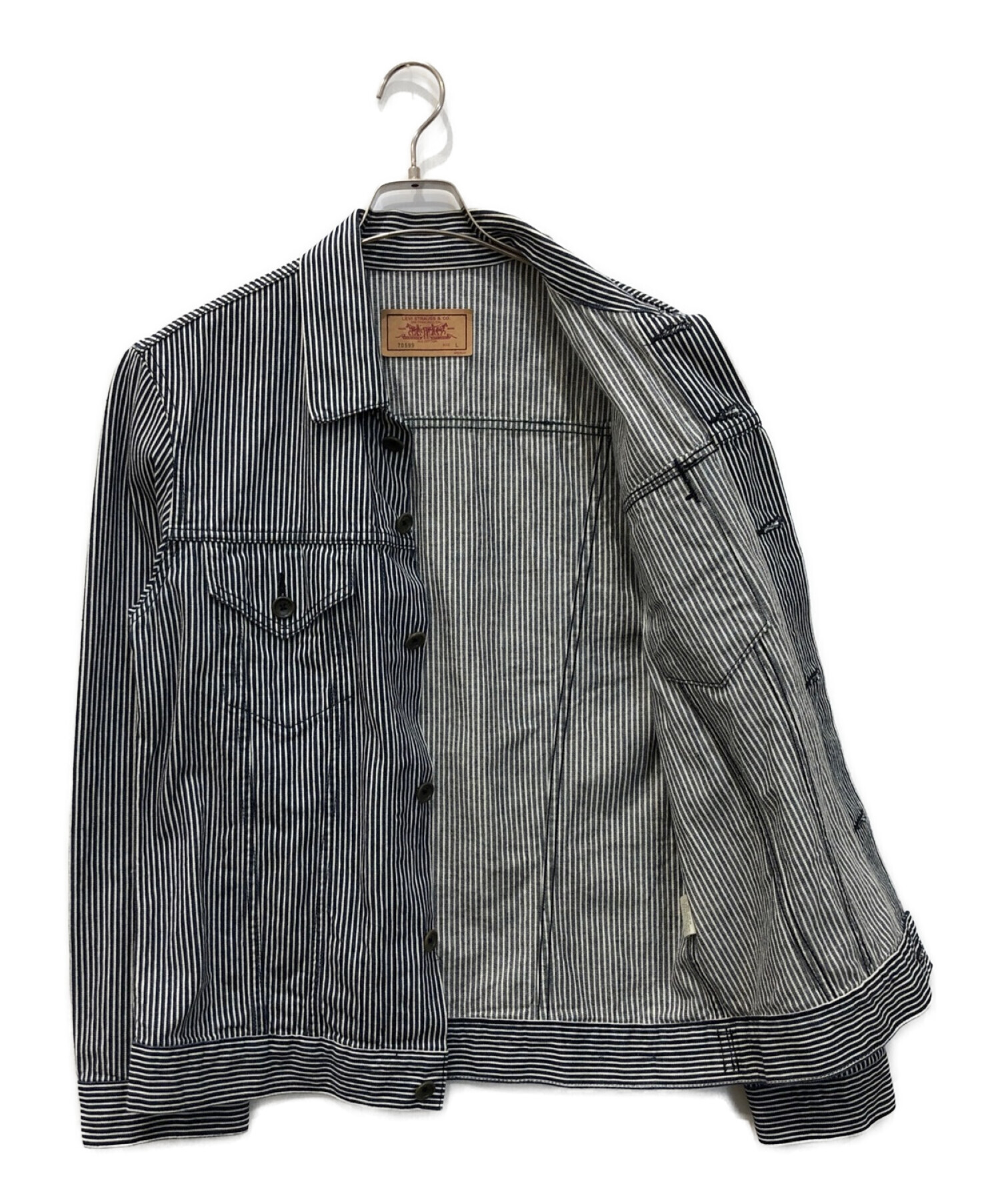 LEVI'S (リーバイス) ヒッコリーストライプデニムジャケット ブラック サイズ:Ⅼ