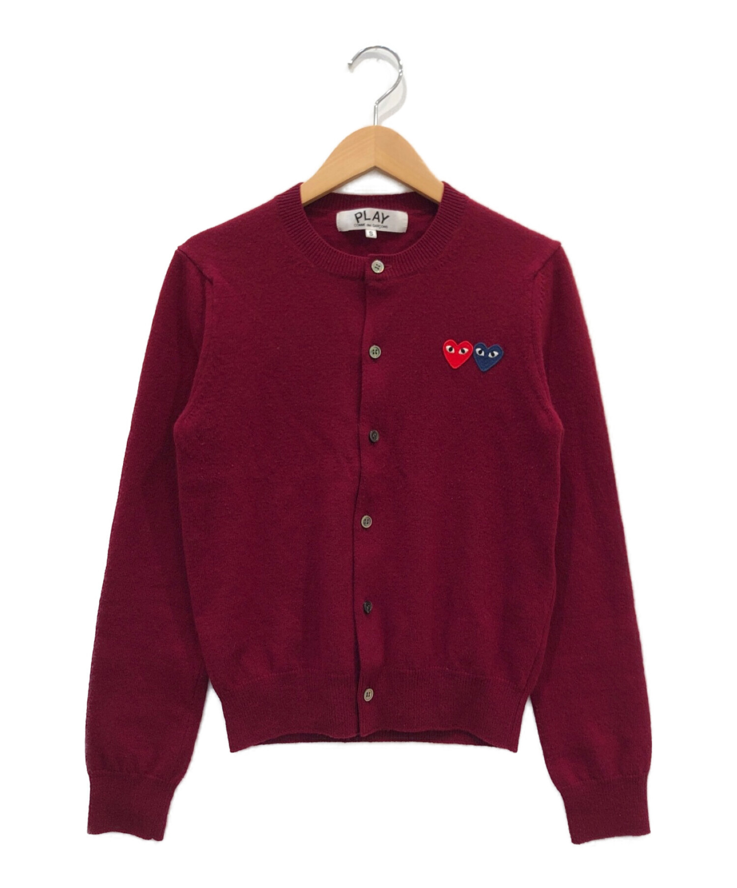 PLAY COMME des GARCONS (プレイ コムデギャルソン) PLAY DOUBLE HEART CARDIGAN レッド サイズ:S