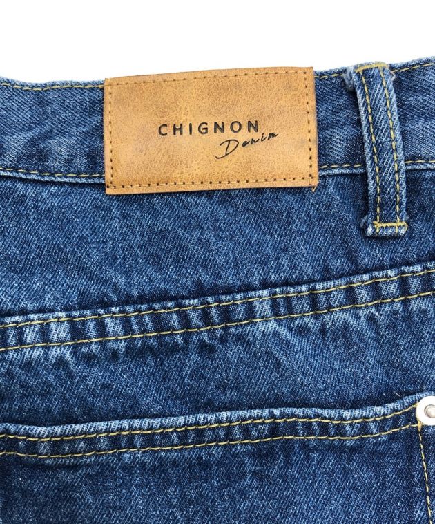 中古・古着通販】chignon (シニヨン) アシメベルトデニムパンツ