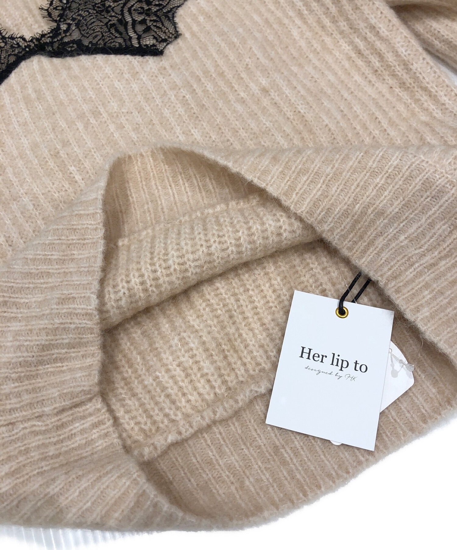 HER LIP TO (ハーリップトゥ) Wool-Blend Pullover ベージュ サイズ:S 未使用品