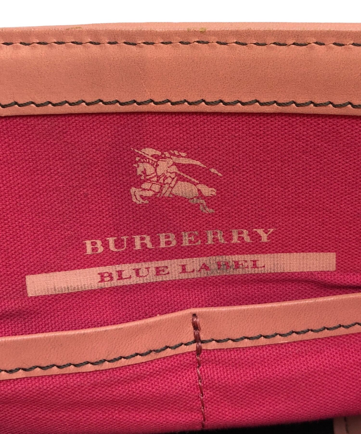 BURBERRY BLUE LABEL (バーバリーブルーレーベル) キャンバスハンドバッグ ブラック×ピンク