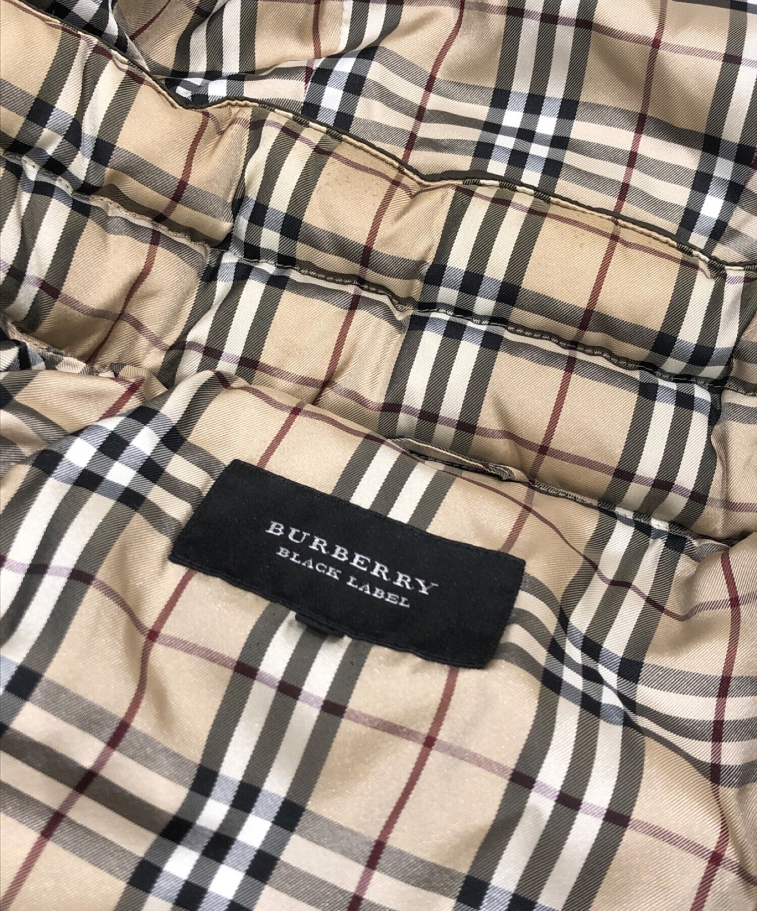 BURBERRY BLACK LABEL (バーバリーブラックレーベル) ラビットファーホワイトグースダウンジャケット カーキ サイズ:M