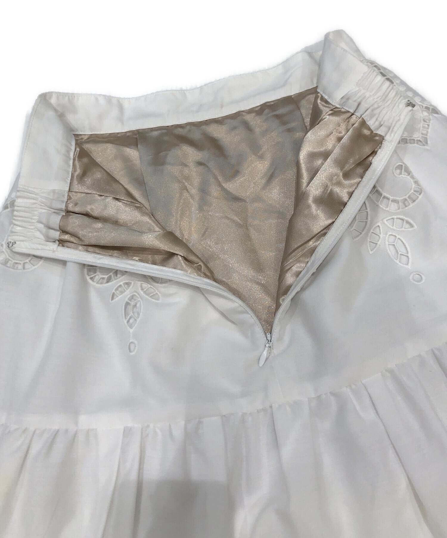 riandture (リランドチュール) カットワーク刺繍スカート ホワイト