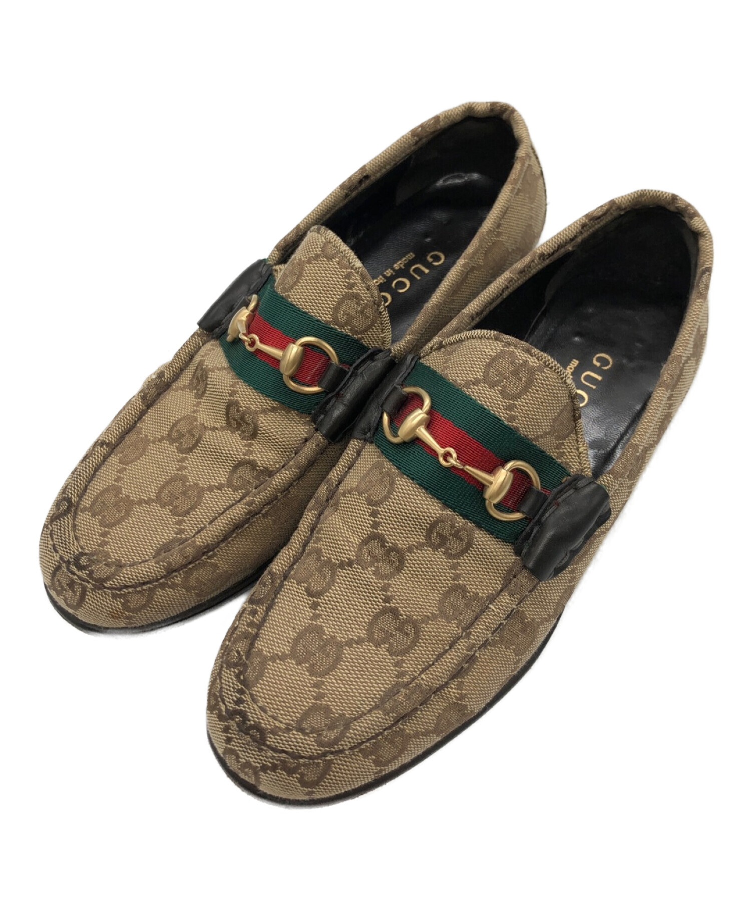 中古・古着通販】GUCCI (グッチ) キャンバスビットローファー ベージュ