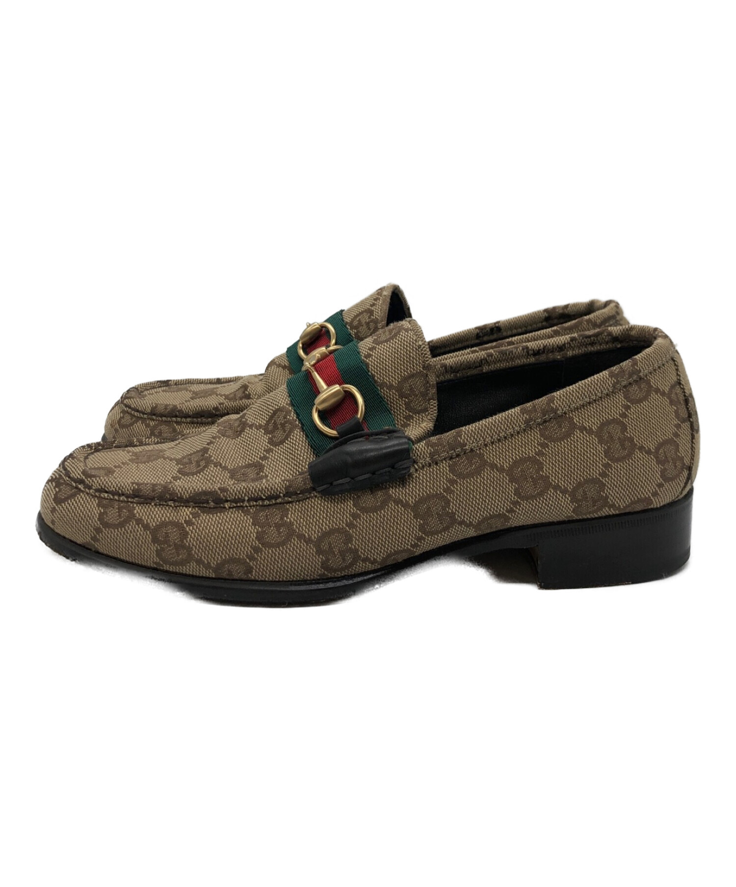 GUCCI (グッチ) キャンバスビットローファー ベージュ サイズ:35 1/2