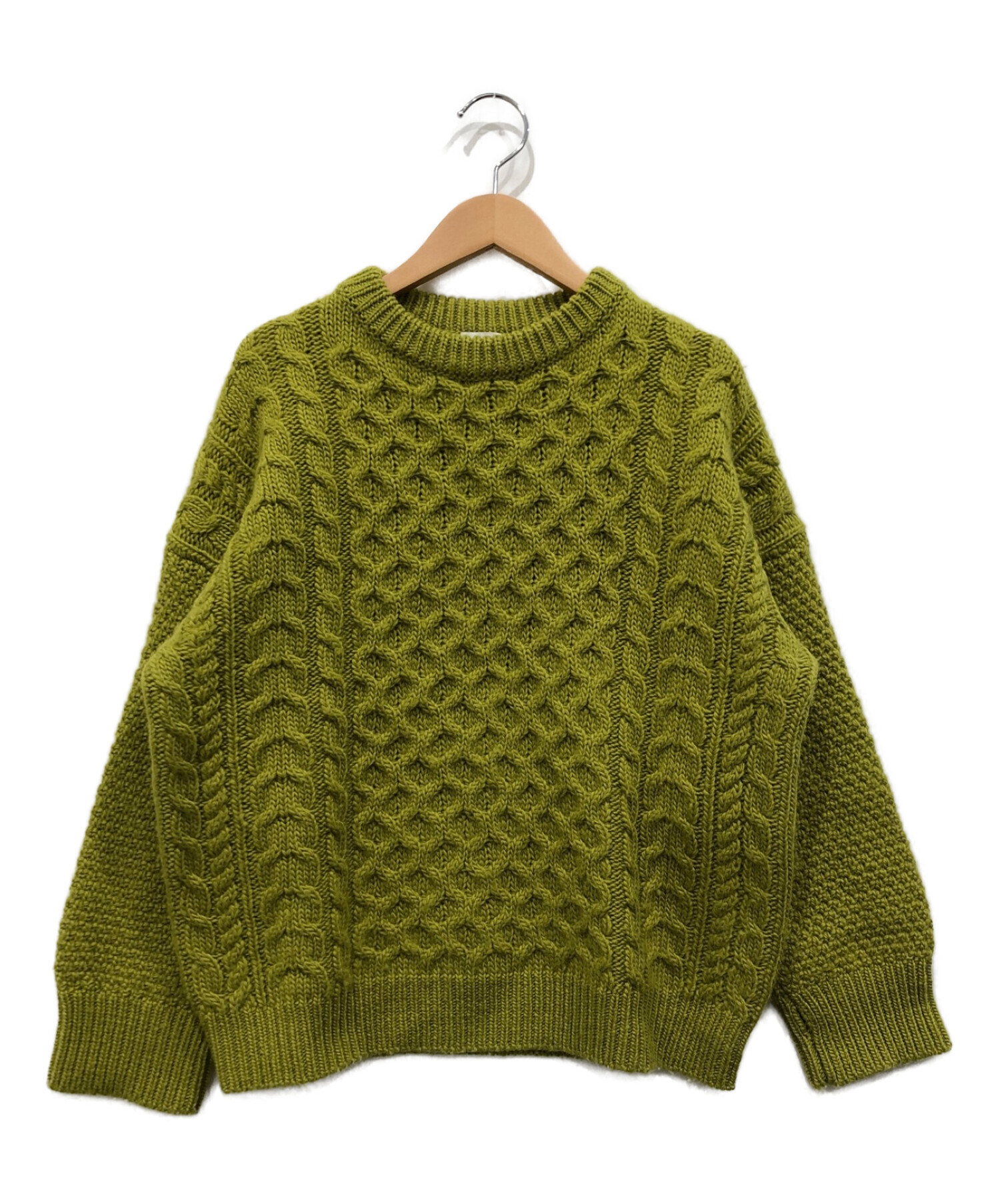 6(ROKU) BEAUTY&YOUTH (ロク ビューティーアンドユース) LIGHT CABLE KNIT 黄緑 サイズ:36