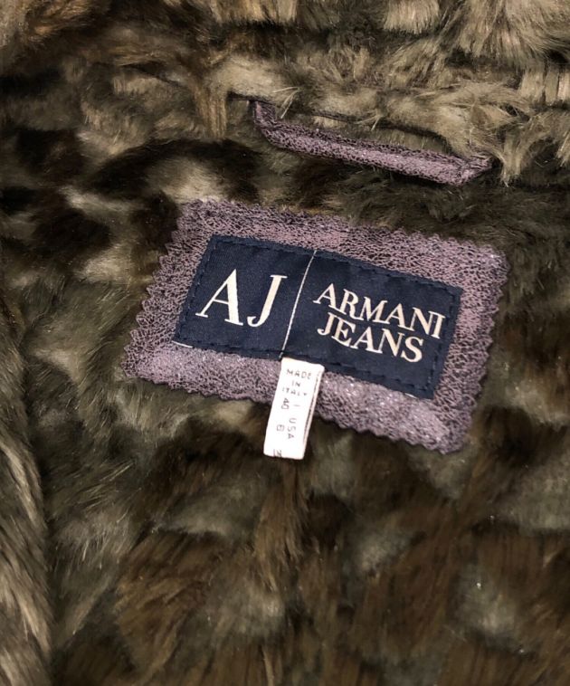 ARMANI JEANS (アルマーニジーンズ) フェイクレザーファーコート グレー サイズ:USA6