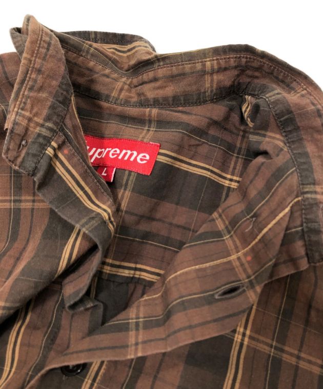 SUPREME (シュプリーム) 00s半袖チェックシャツ ブラウン サイズ:L