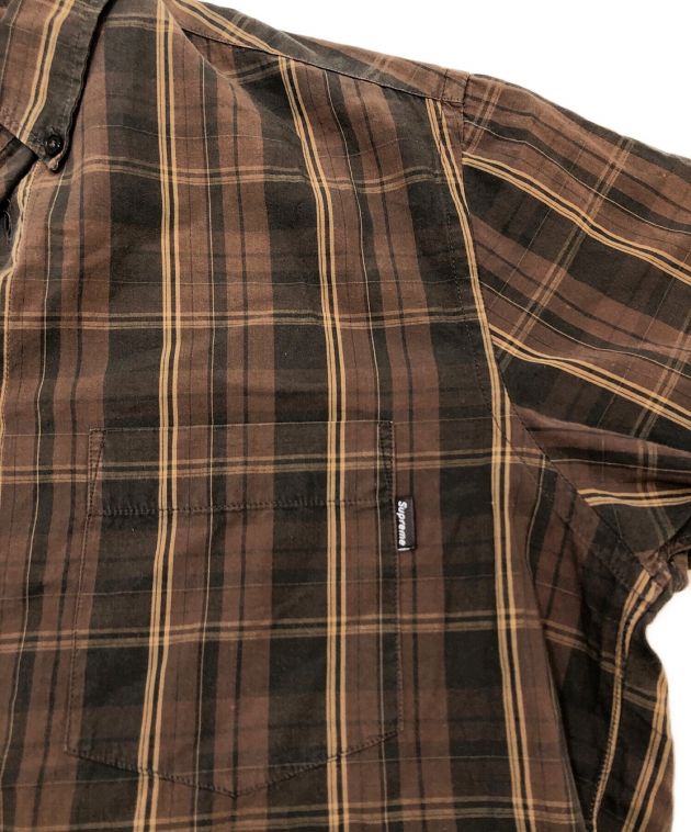 SUPREME (シュプリーム) 00s半袖チェックシャツ ブラウン サイズ:L