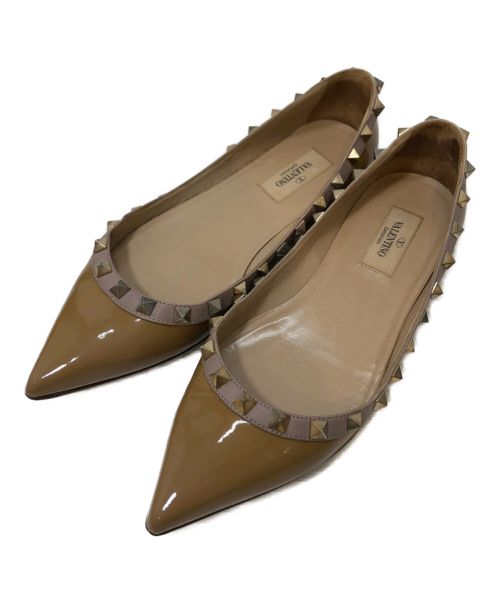 【中古・古着通販】VALENTINO (ヴァレンティノ) ロックスタッズフラットパンプス ベージュ サイズ:36｜ブランド・古着通販  トレファク公式【TREFAC FASHION】スマホサイト