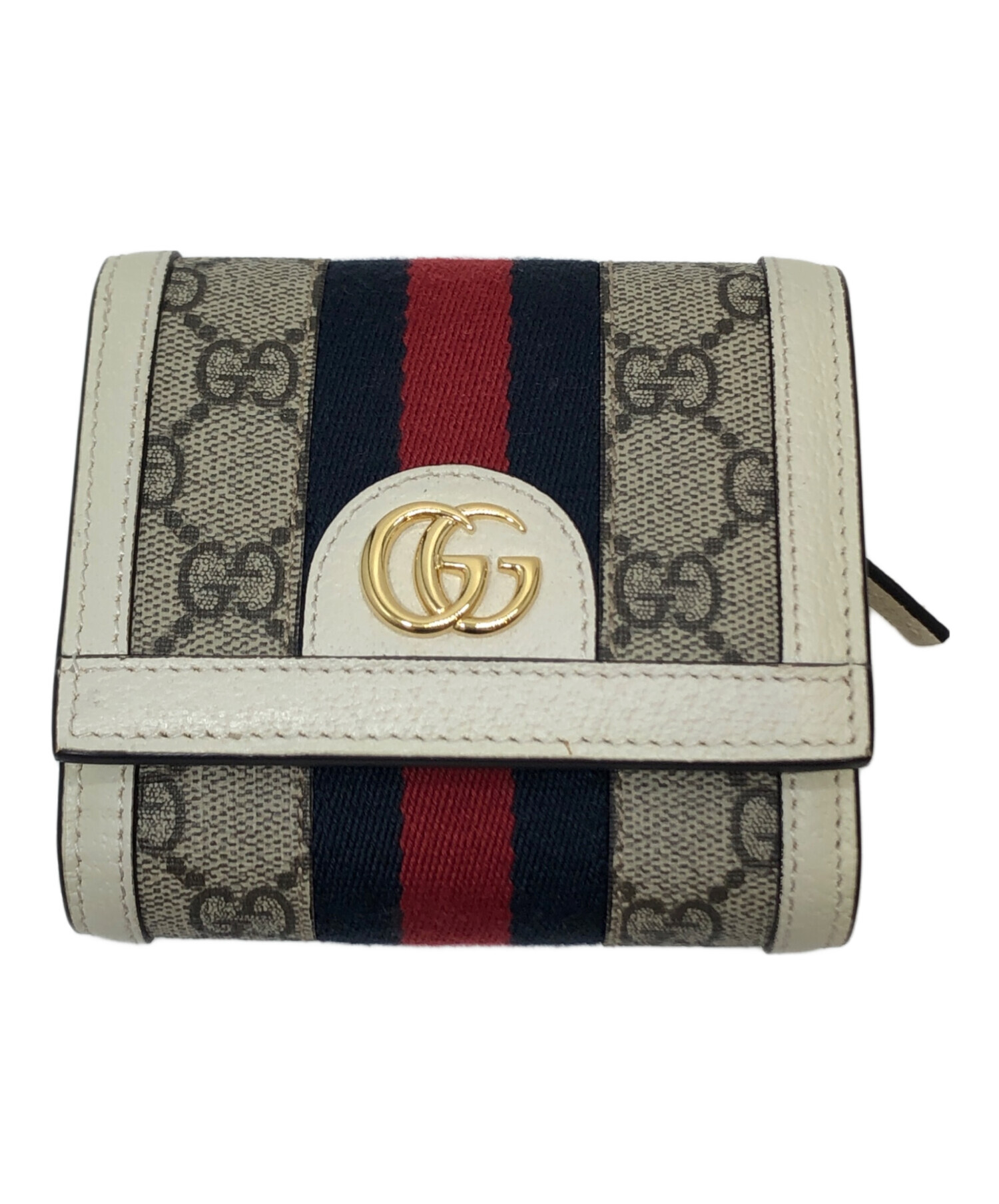 GUCCI (グッチ) 2つ折り財布/Ophidia(オフィディア) ホワイト×ベージュ