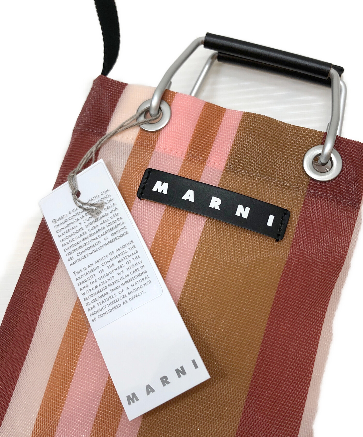 MARNI (マルニ) 2WAYショルダーバッグ/ストライプミニショルダーバッグ/フラワーカフェ INDIAN RED/レッド×ピンク 未使用品