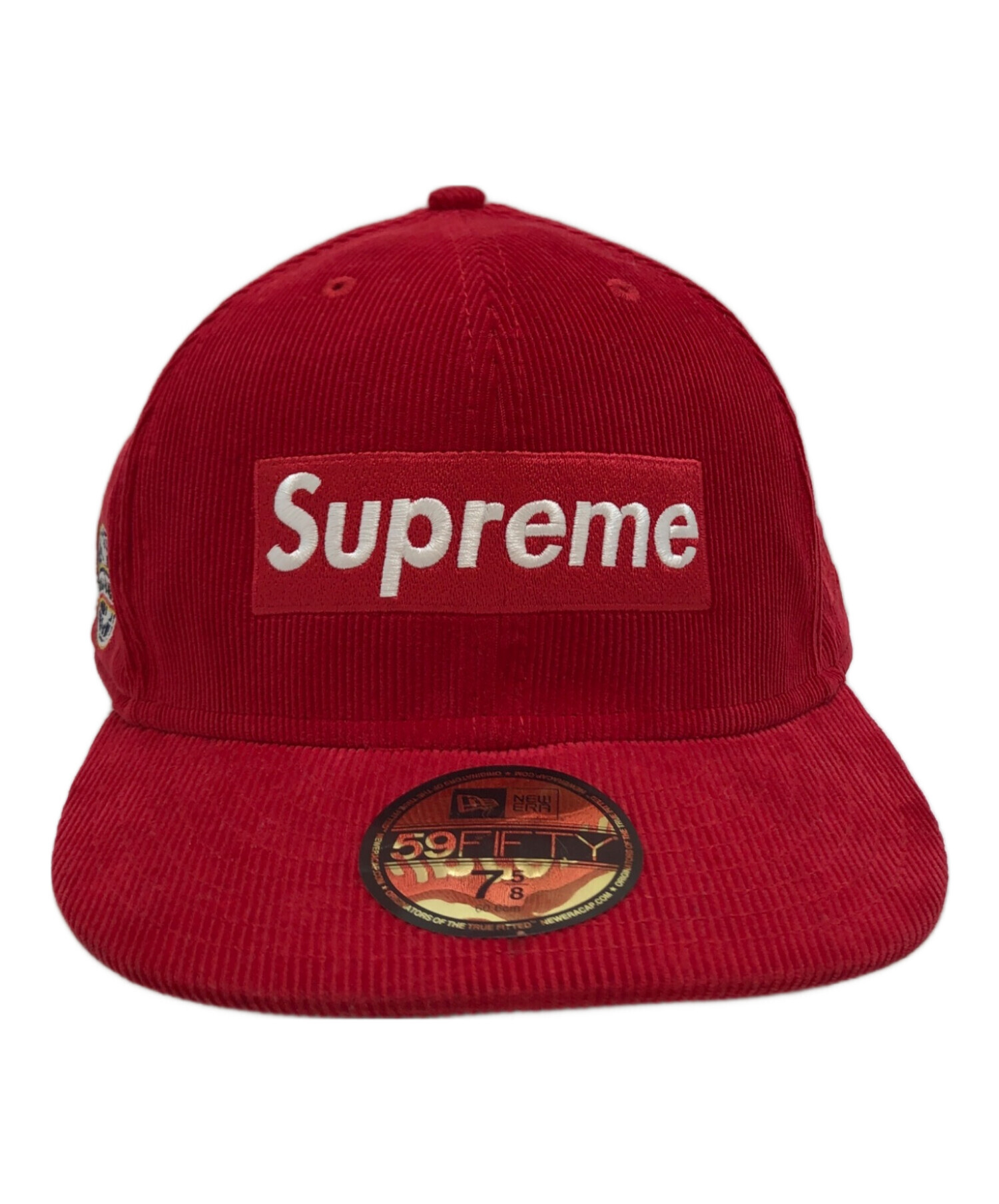 Supreme (シュプリーム) New Era (ニューエラ) コーデュロイボックスロゴキャップ レッド サイズ:7 5/8 /60.6cm