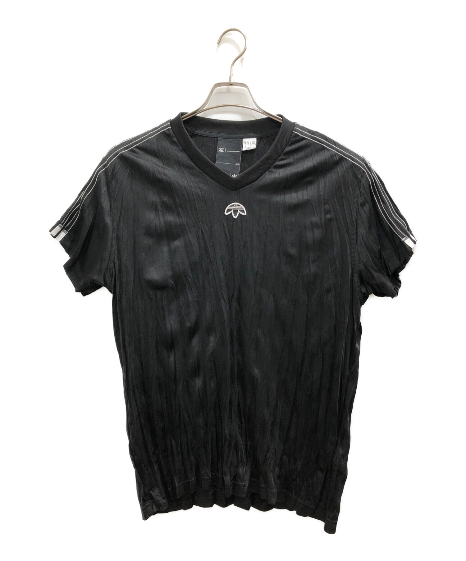 ALEXANDER WANG × adidas (アレキサンダーワン × アディダス) JERSEY TEE  反転トレフォイルロゴジャージークルーネックTシャツ ブラック サイズ:M