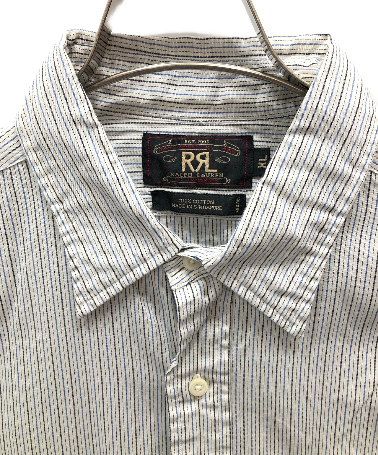 中古・古着通販】RRL (ダブルアールエル) ストライプシャツ ブルー