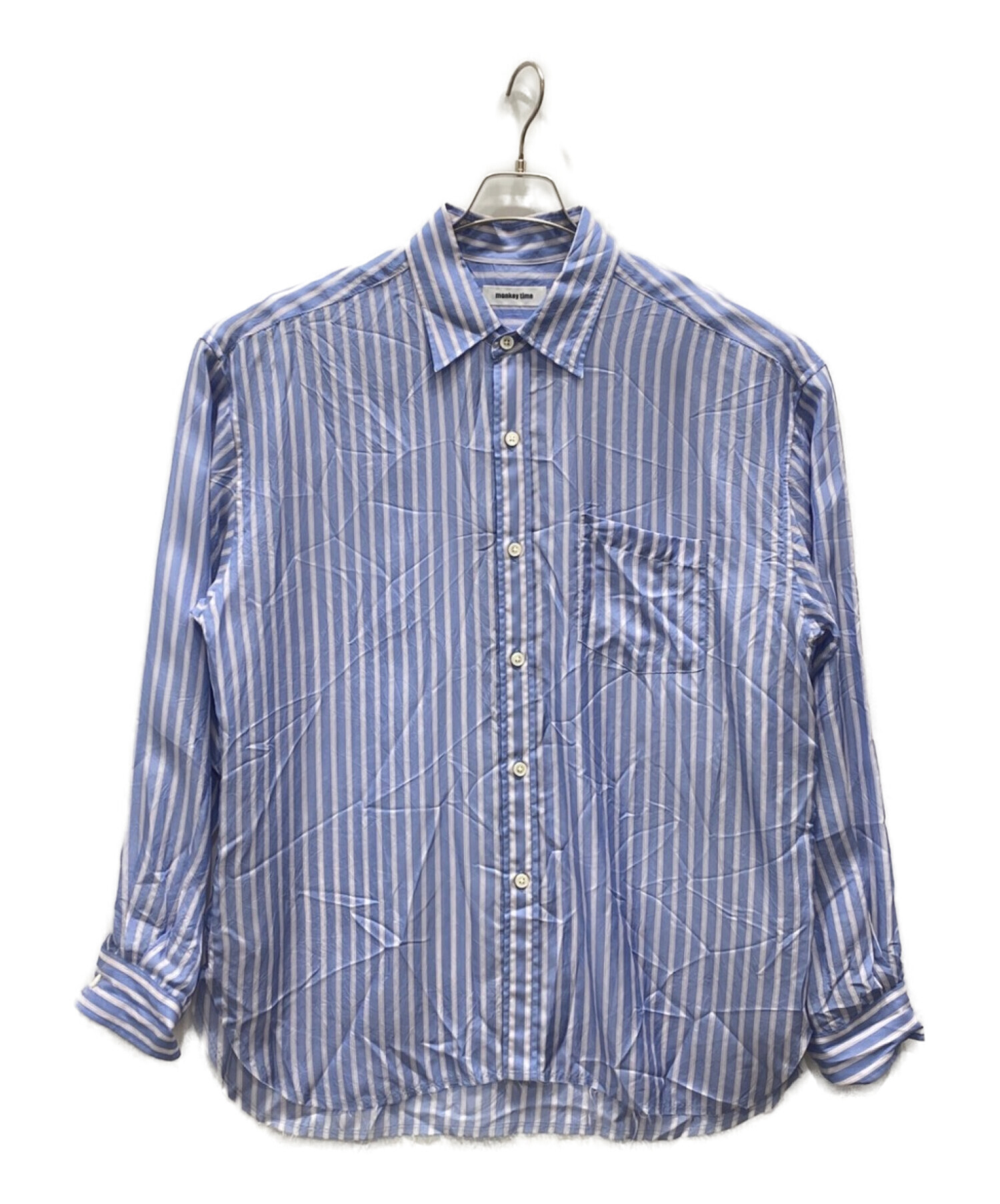 MONKEY TIME (モンキータイム) WASH Cu STRIPE SHIRT スカイブルー サイズ:ＸＬ