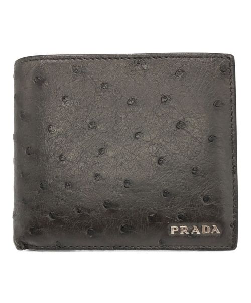 【中古・古着通販】PRADA (プラダ) オーストリッチ二つ折り財布 チャコールグレー｜ブランド・古着通販 トレファク公式【TREFAC  FASHION】スマホサイト