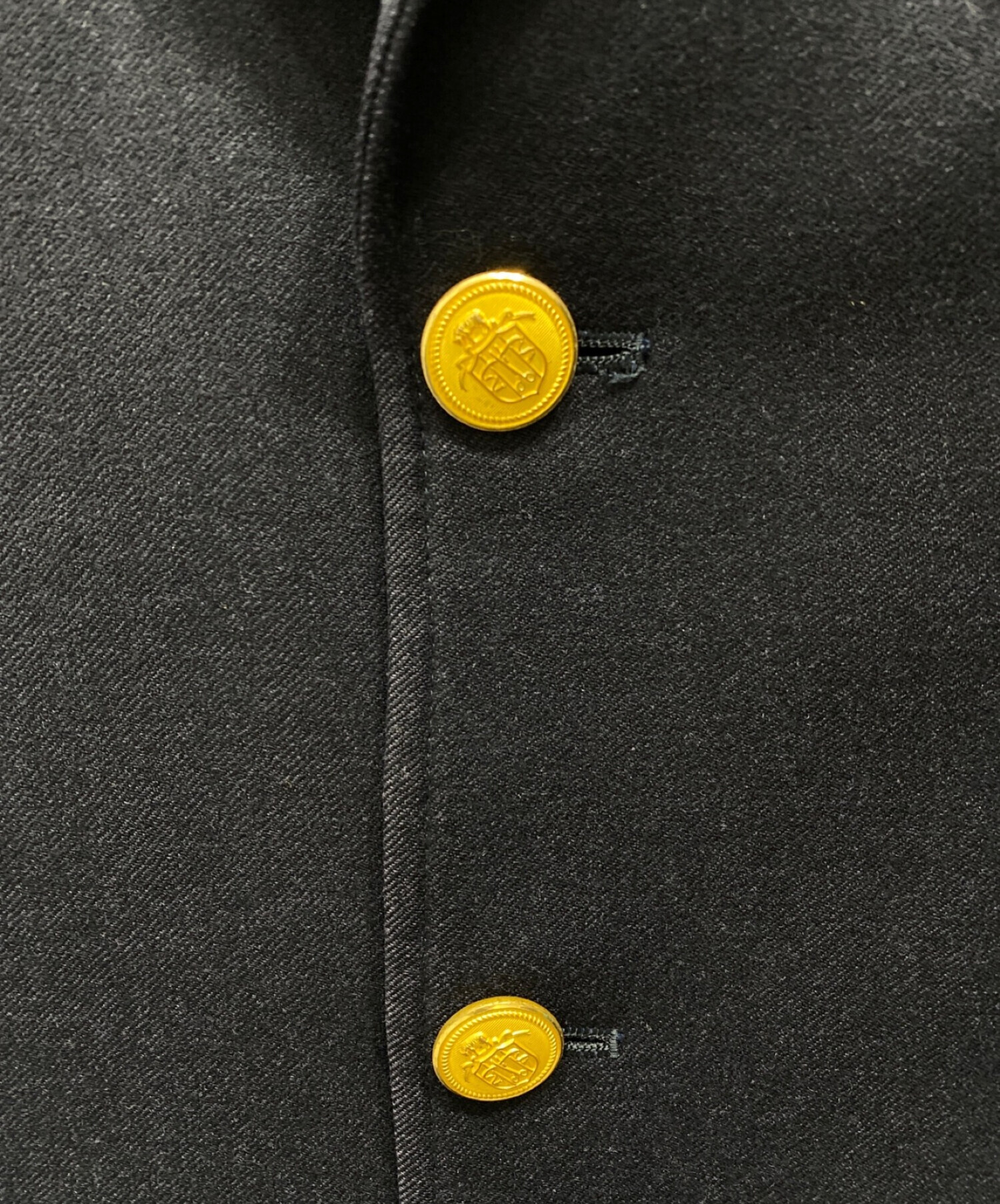 紺ブレザー 段返り3釦 ウール size T180 赤パイピング 金釦 ボタン 毛