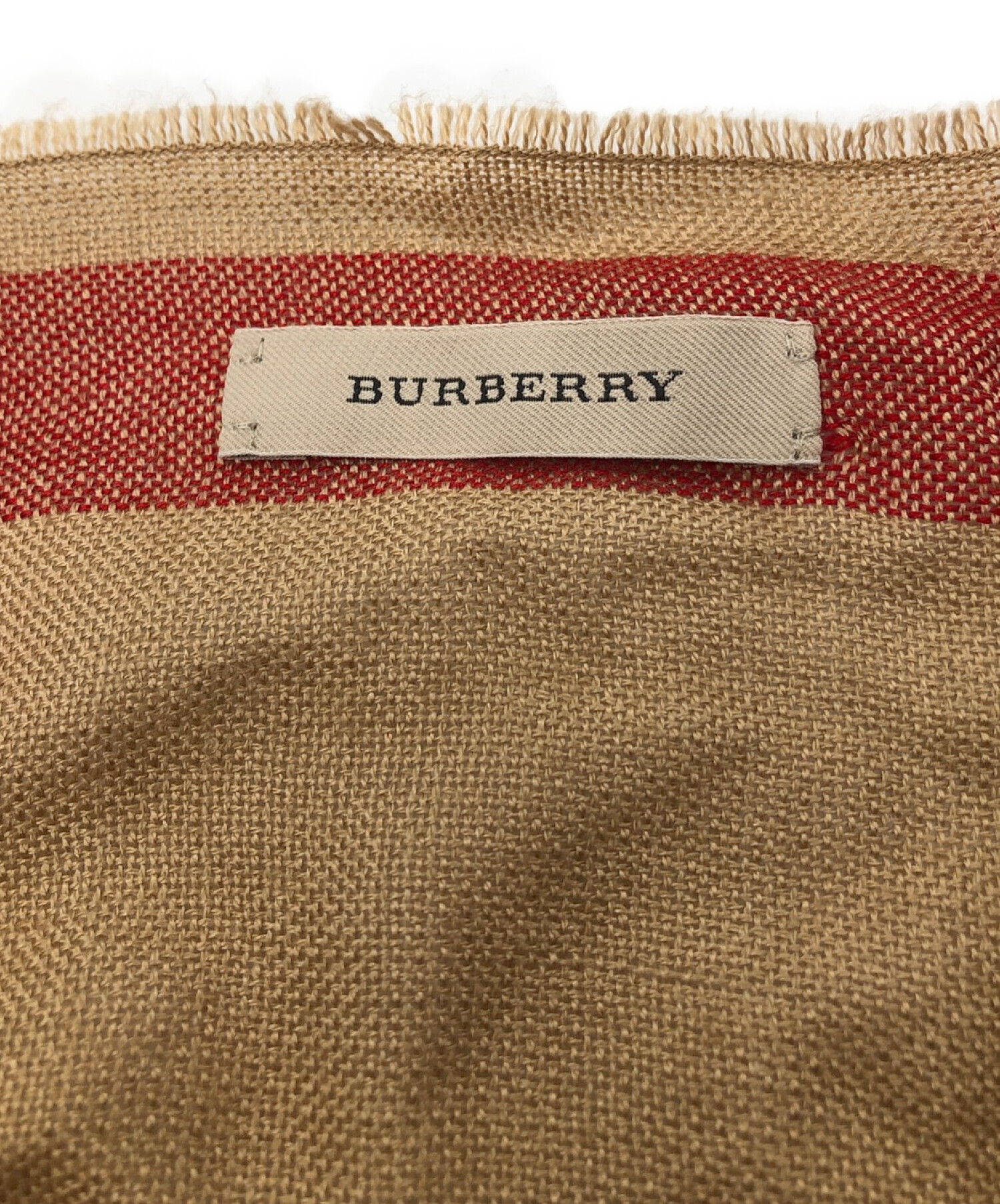 BURBERRY (バーバリー) シルクカシミヤチェックストール ベージュ×ブラウン