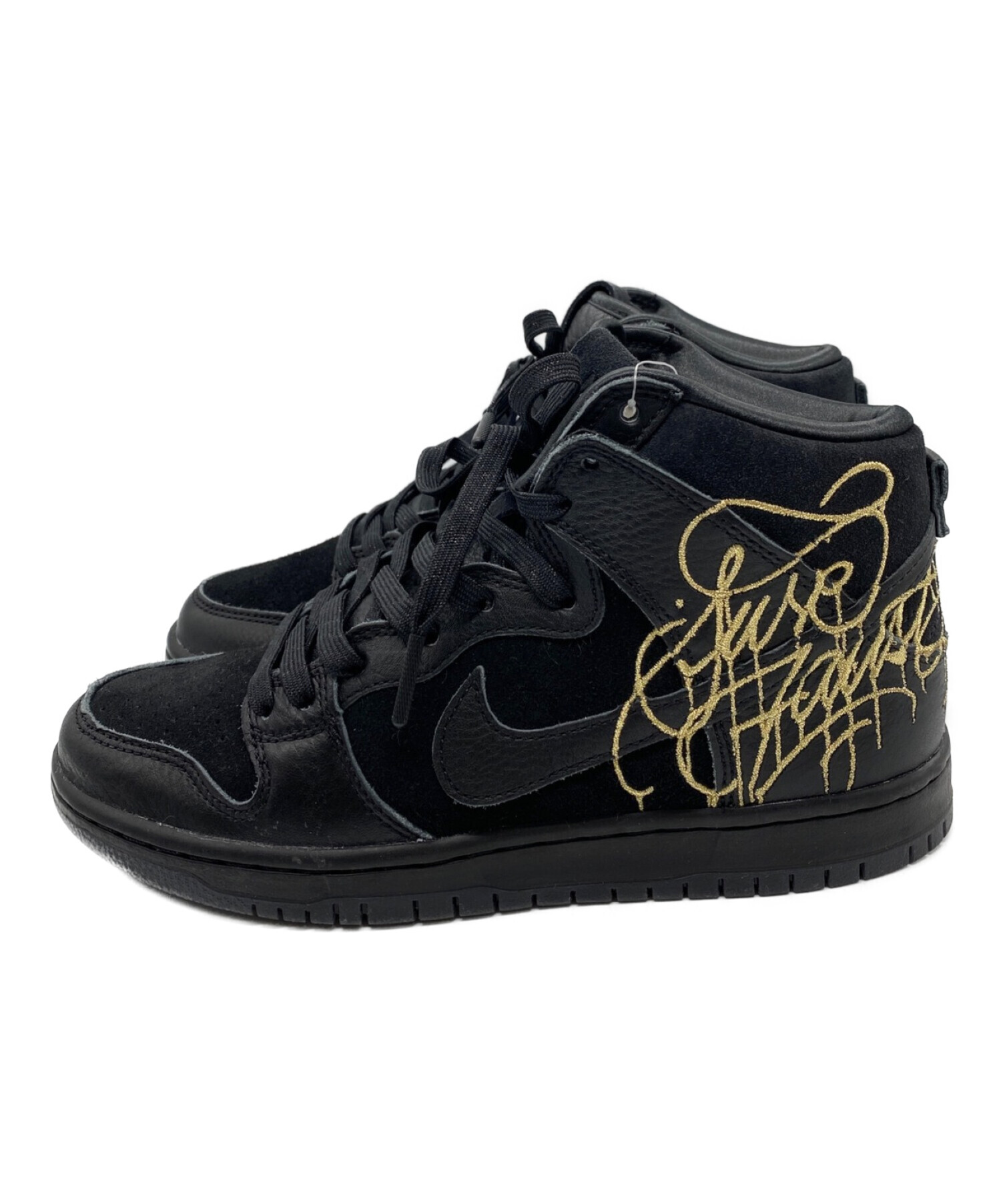 Faust × Nike SB (ファウスト × ナイキ) Dunk High Black and Metallic Gold サイズ:25