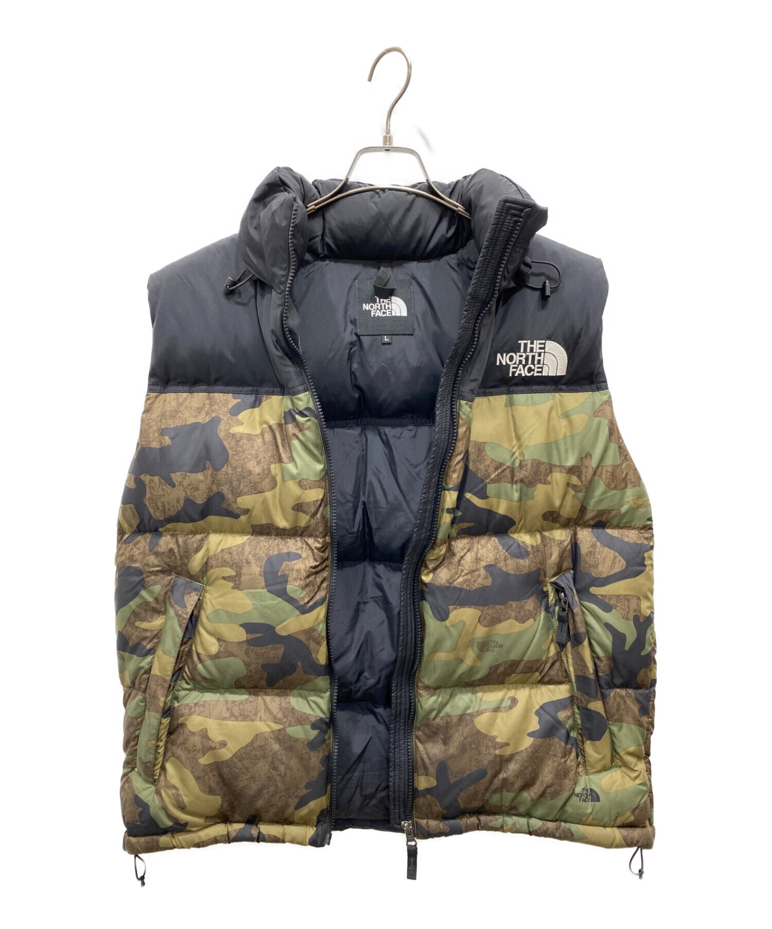 THE NORTH FACE (ザ ノース フェイス) NOVELTY NUPTSE VEST ブラック×グリーン サイズ:L