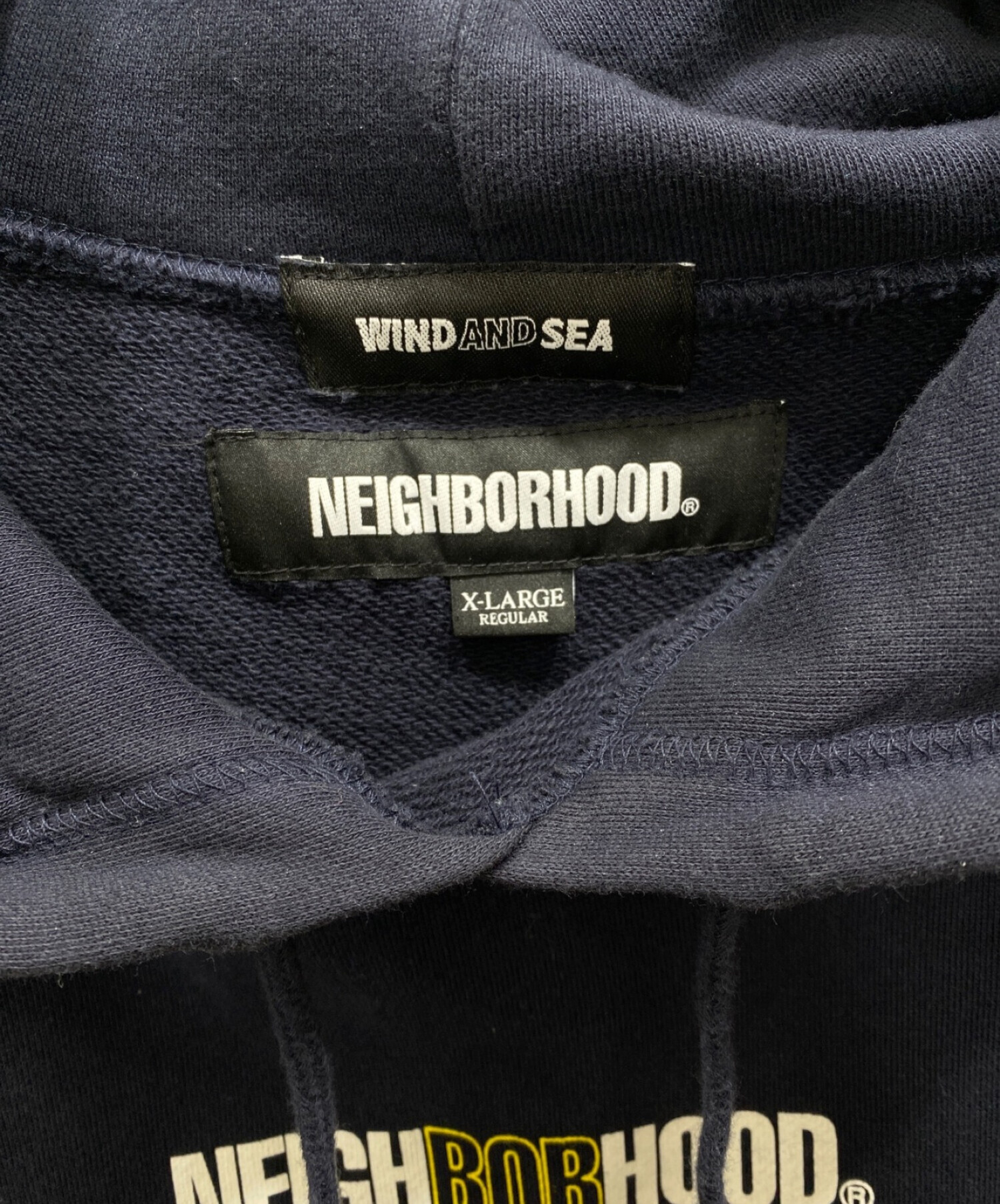 NEIGHBORHOOD×WIND AND SEA (ネイバーフッド×ウィンダンシー) コラボプリントパーカー ネイビー サイズ:XL