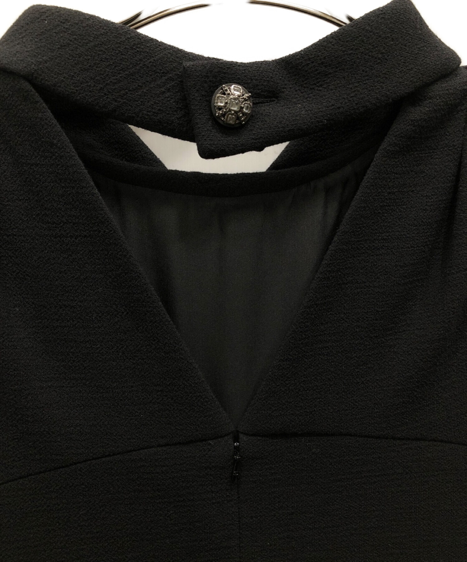 CHANEL (シャネル) バックVウールノースリーブドレス ブラック サイズ:38
