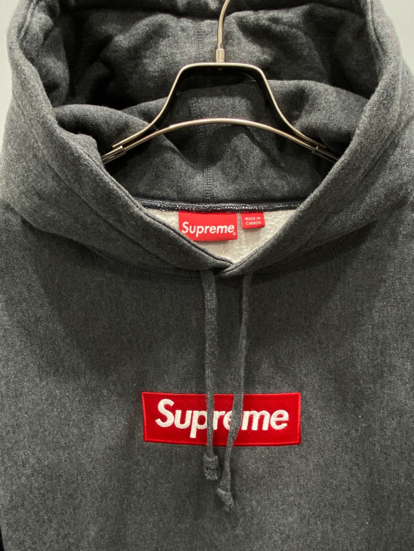 Supreme box logo hoodie L チャコールグレー