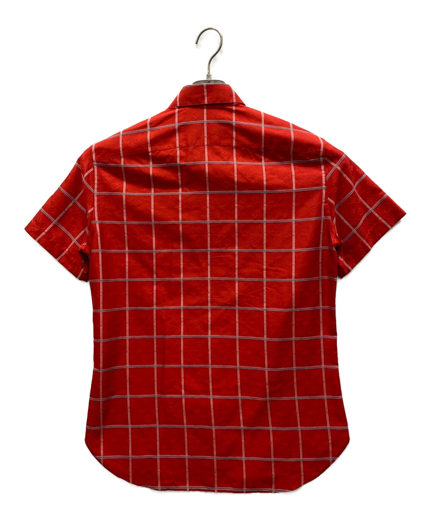 ルイヴィトン LOUIS VUITTON シティープリント アロハシャツ ロゴ 総柄 オープンシャツ 半袖シャツ シルク レッド