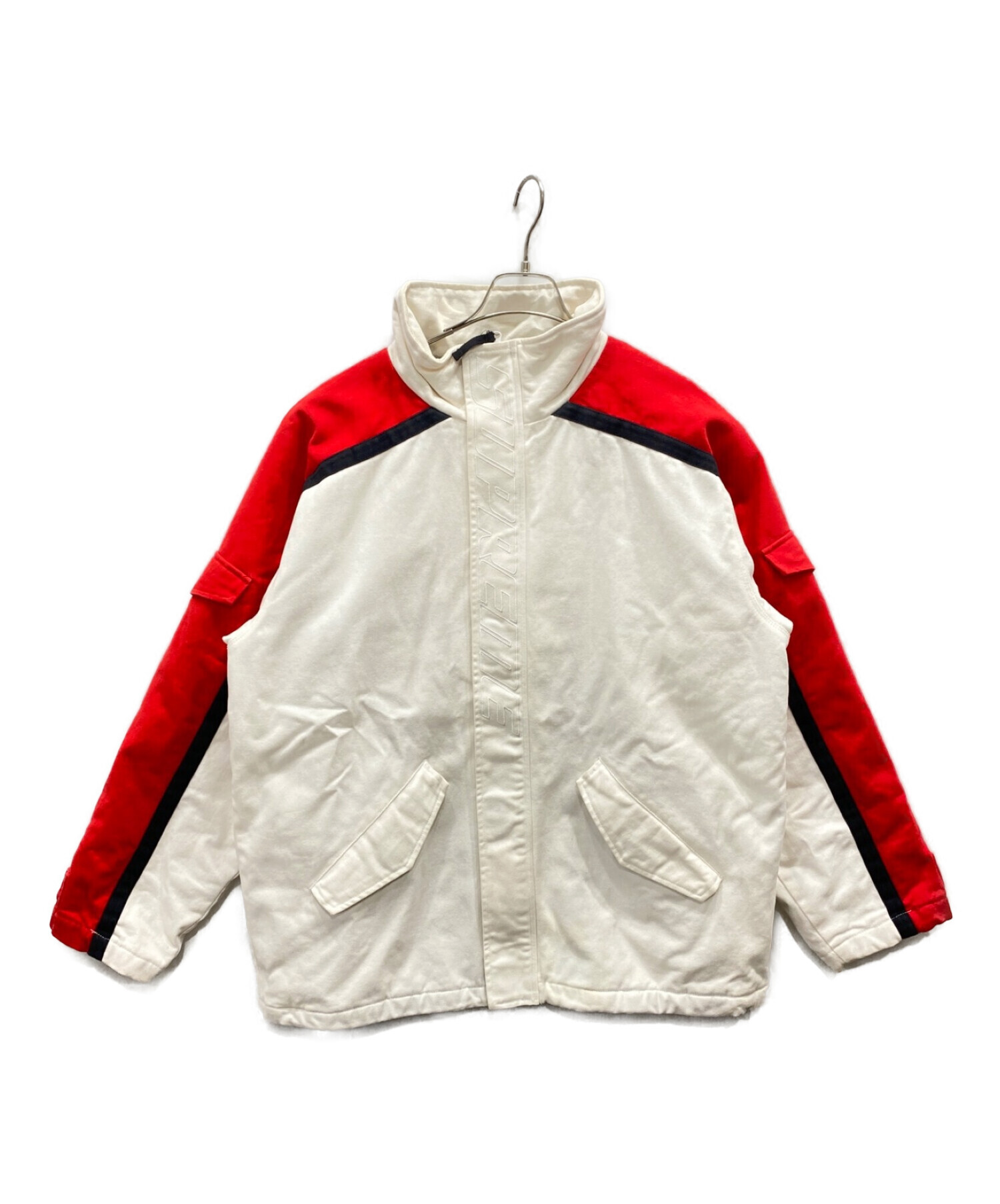SUPREME (シュプリーム) Brushed Twill Zip Jacket ホワイト×レッド サイズ:M