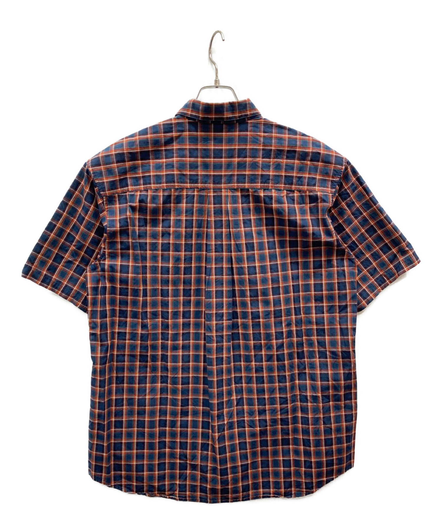 UNDERCOVER (アンダーカバー) 半袖チェックシャツ ネイビー×レッド サイズ:1