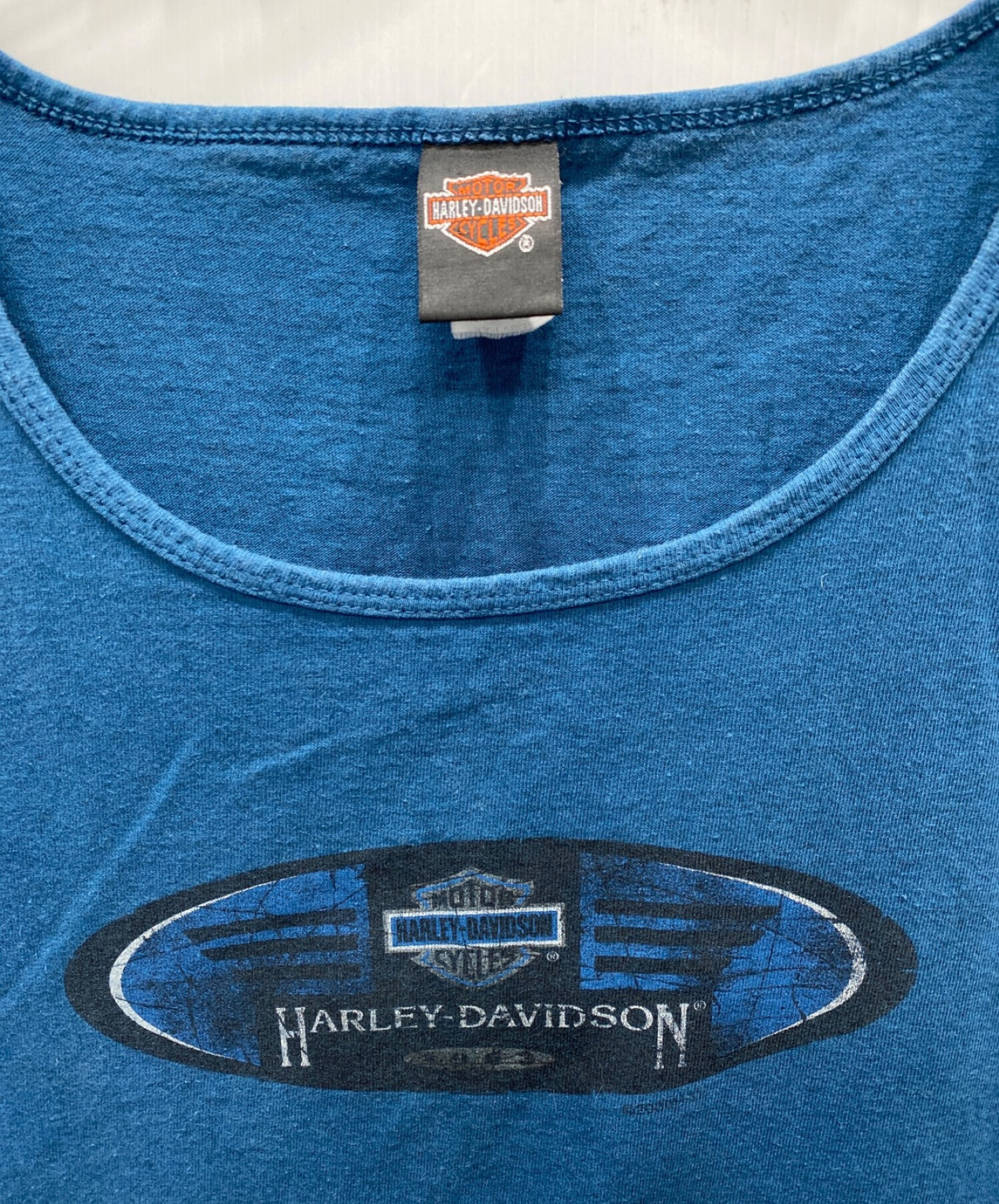 HARLEY-DAVIDSON (ハーレーダビッドソン) 両面プリントノースリーブカットソー ブルー サイズ:XX-LARGE