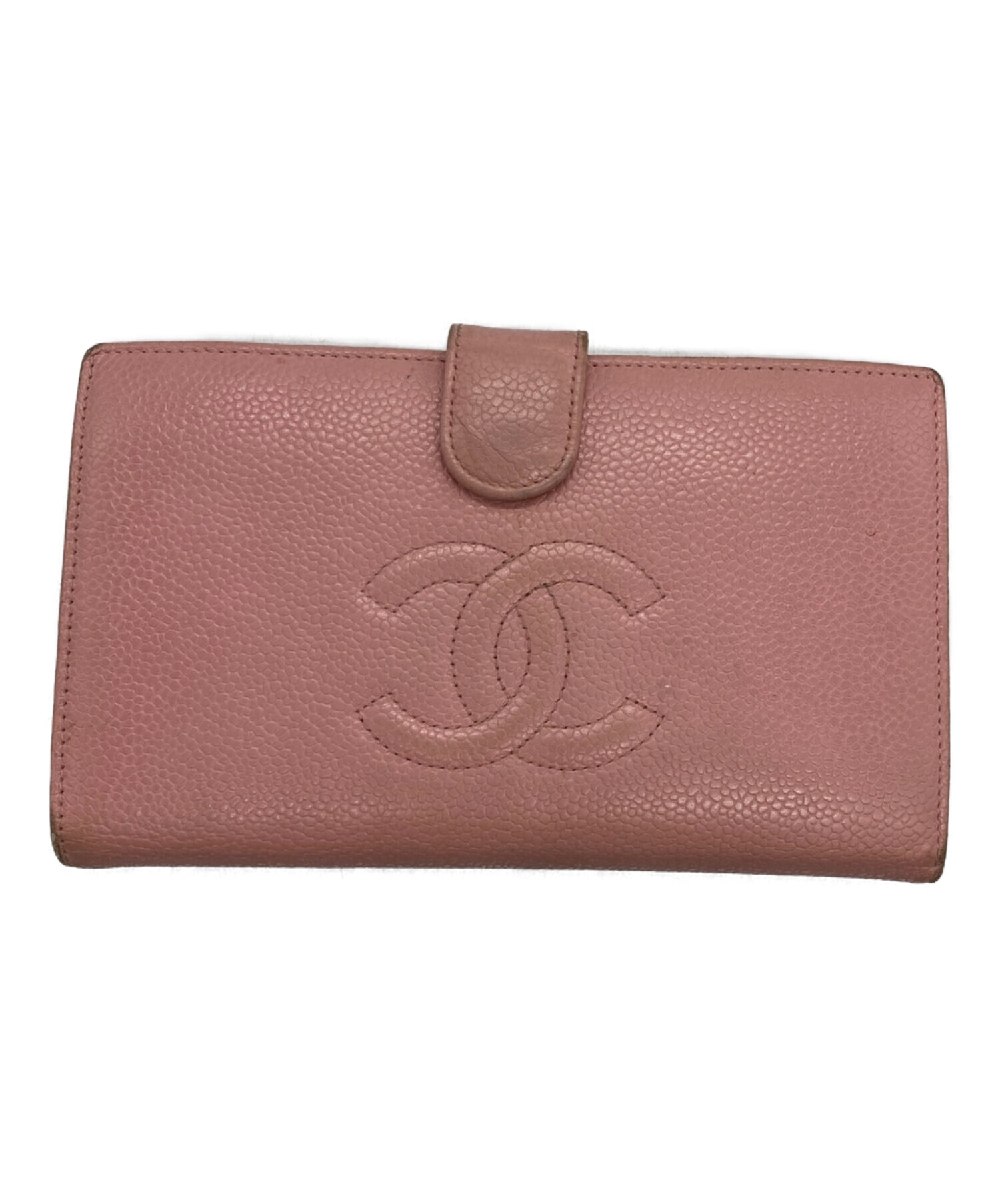 中古・古着通販】CHANEL (シャネル) キャビアスキン長財布 ピンク