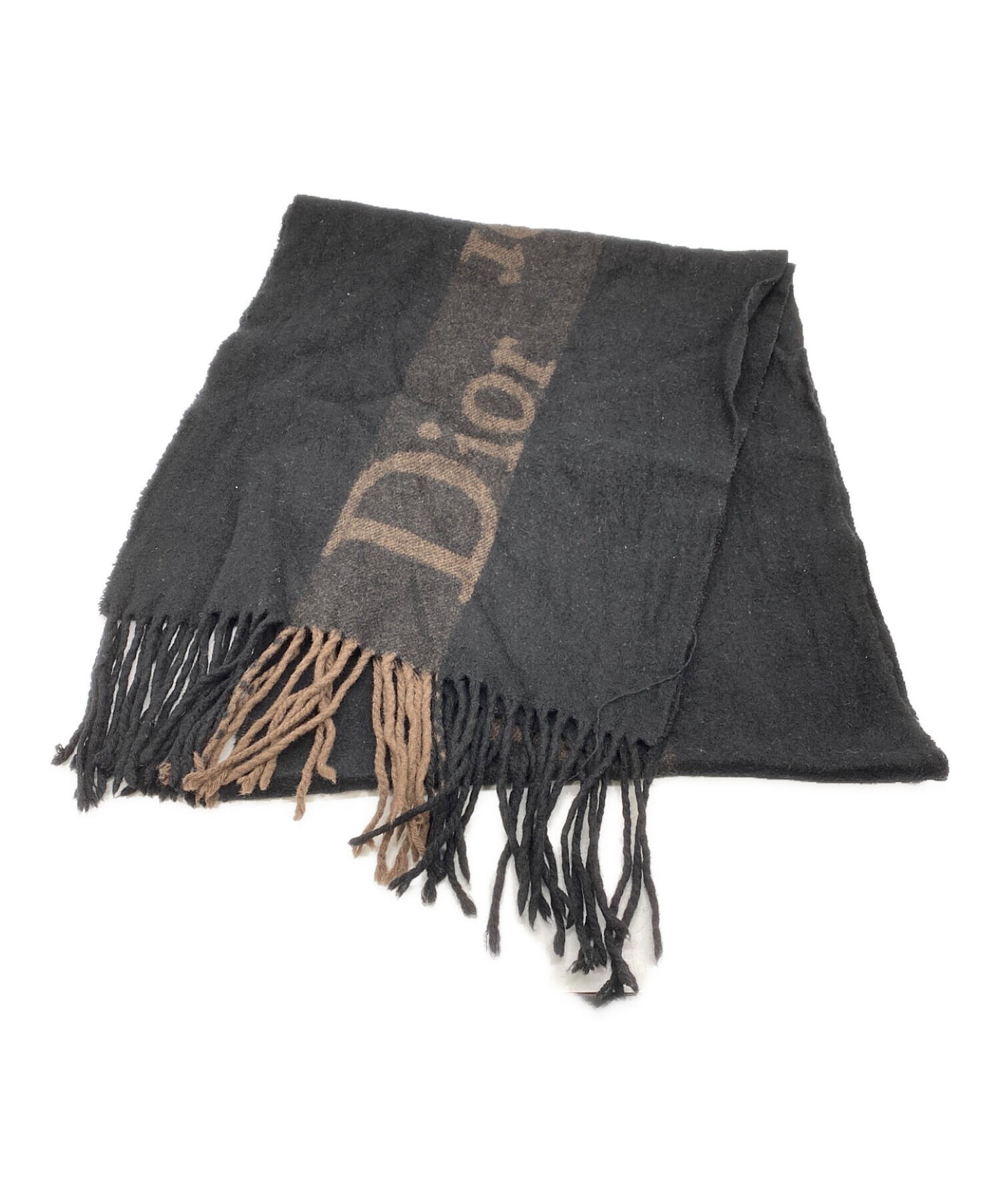 Christian Dior (クリスチャン ディオール) ロゴマフラー ブラック