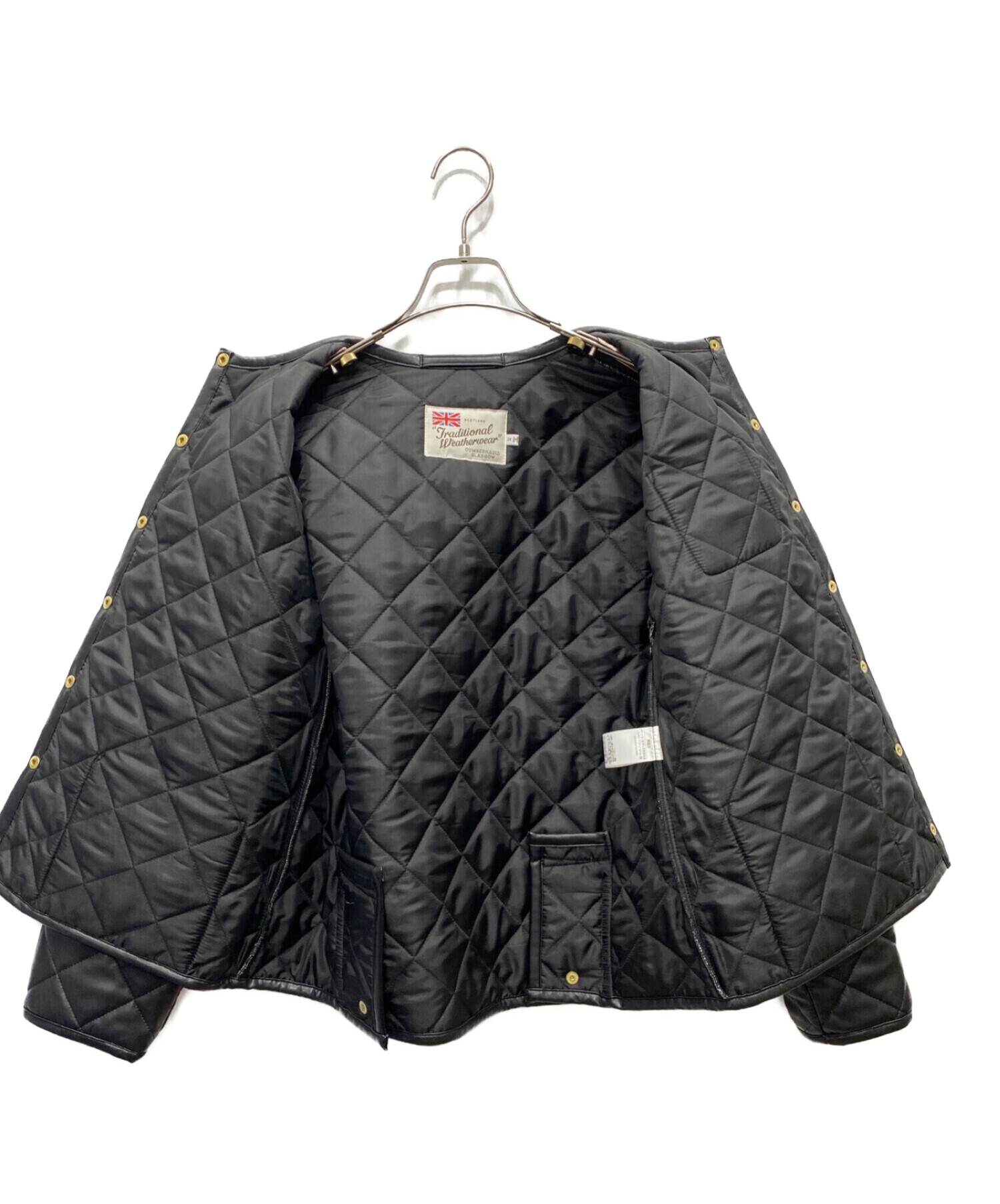Traditional Weatherwear (トラディショナルウェザーウェア) エコレザーキルティングジャケット ブラック サイズ:34