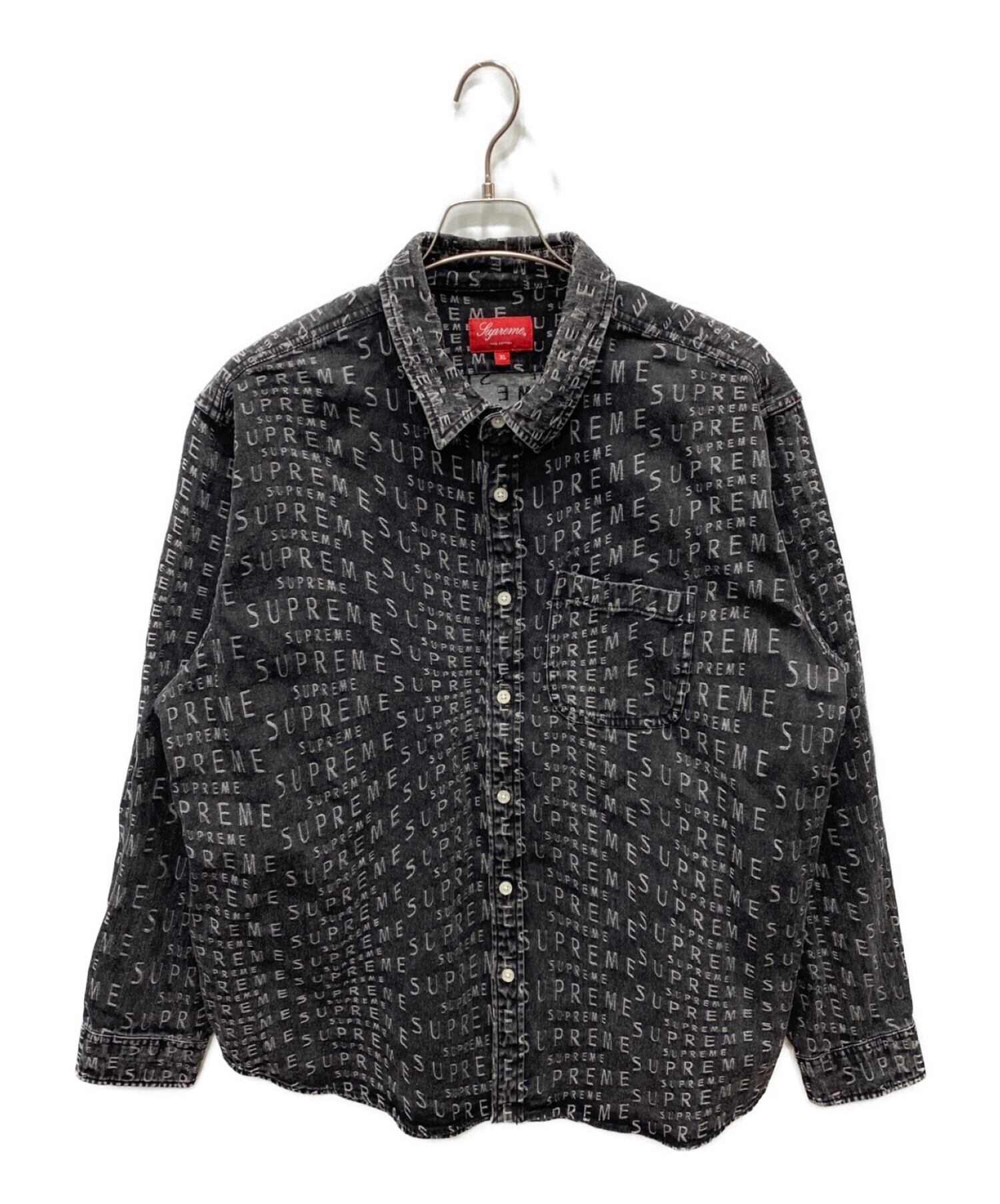 SUPREME (シュプリーム) Warp Jacquard Logos Denim Shirt ブラック サイズ:XL