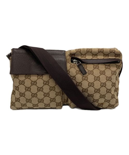 【中古・古着通販】GUCCI (グッチ) GGキャンバスウエストポーチ ブラウン｜ブランド・古着通販 トレファク公式【TREFAC  FASHION】スマホサイト