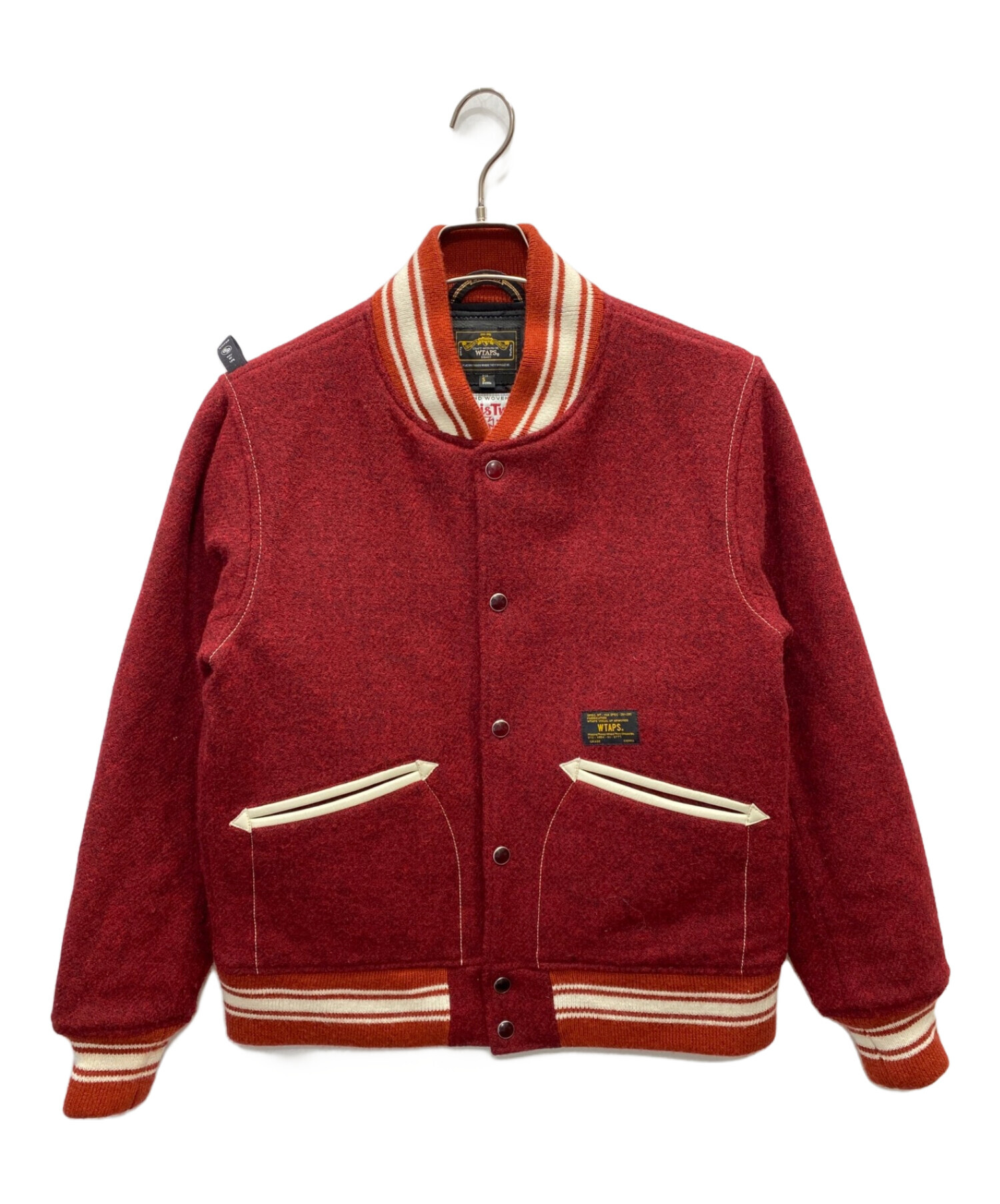 WTAPS (ダブルタップス) Harris Tweed (ハリスツイード) コラボVARSITY JACKET レッド サイズ:S