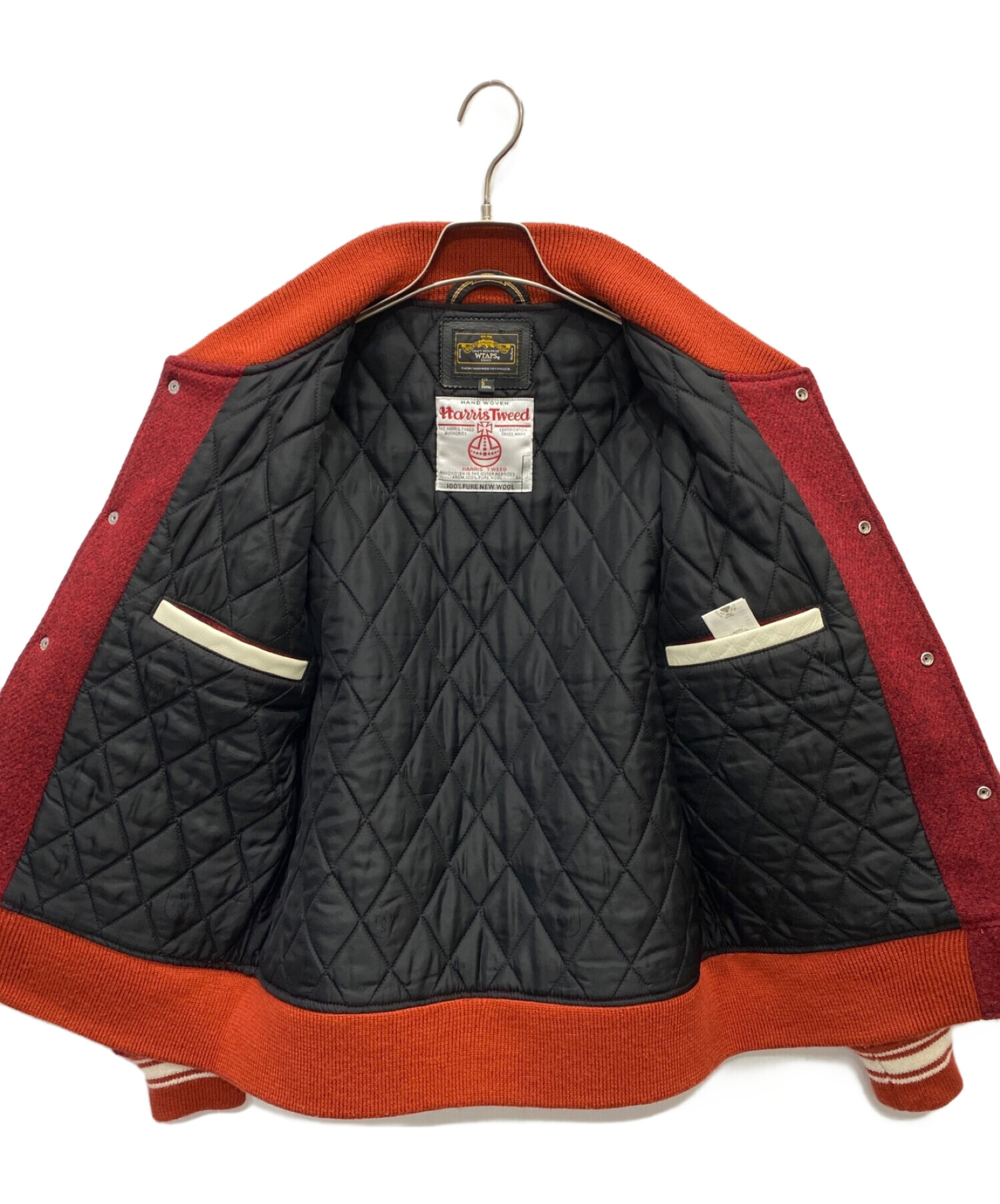 WTAPS (ダブルタップス) Harris Tweed (ハリスツイード) コラボVARSITY JACKET レッド サイズ:S