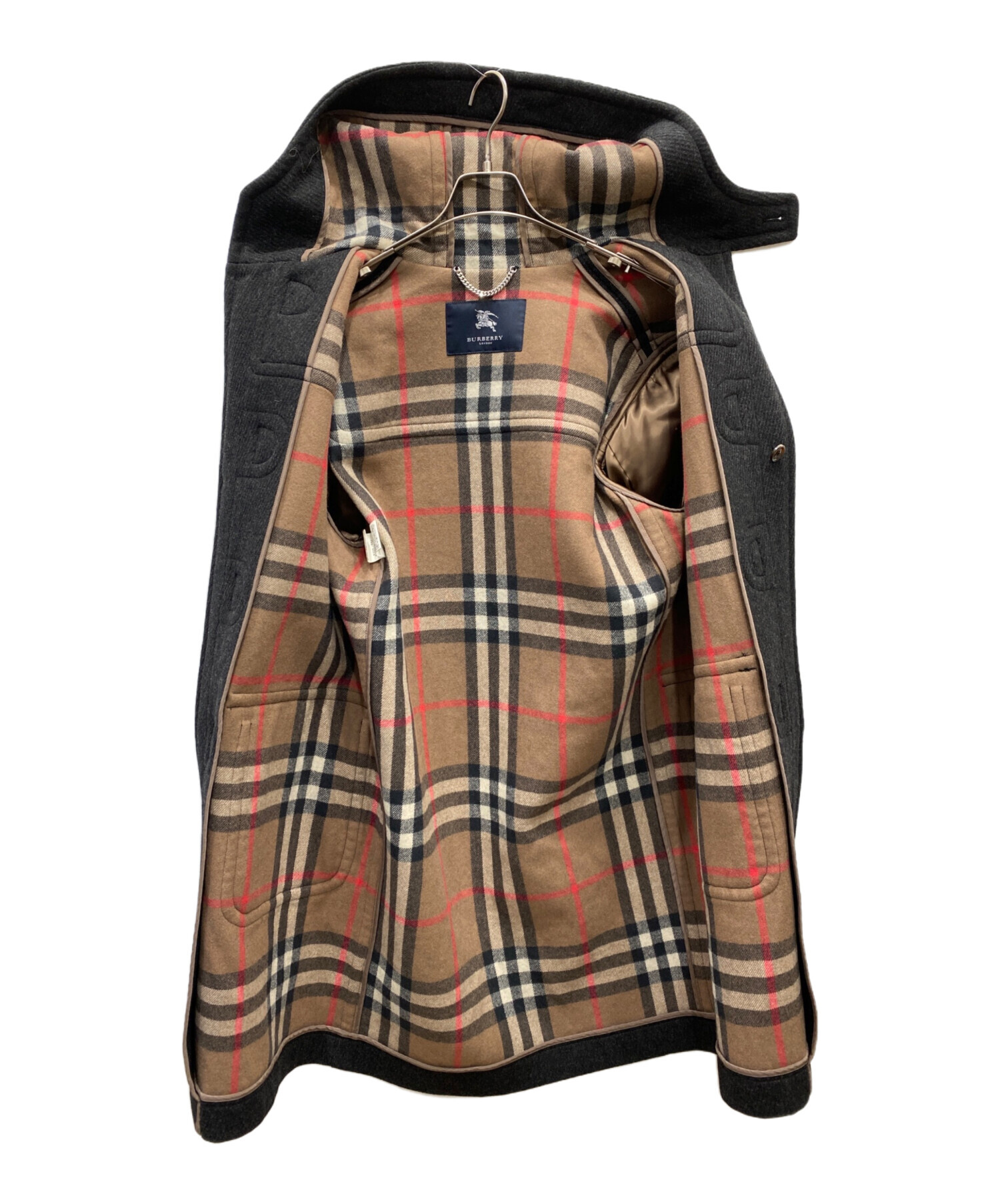 BURBERRY LONDON (バーバリーロンドン) 裏ノヴァチェックカシミヤ混ダッフルコート ブラック サイズ:L