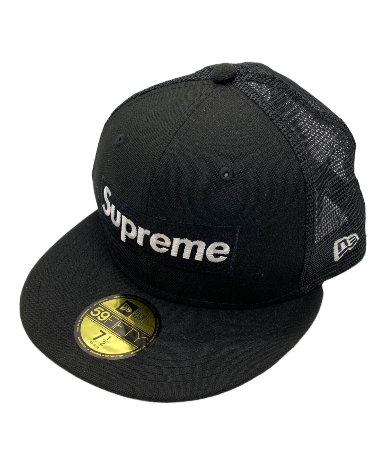 中古・古着通販】New Era (ニューエラ) Supreme (シュプリーム) メッシュボックスロゴキャップ ブラック サイズ:7  1/2｜ブランド・古着通販 トレファク公式【TREFAC FASHION】スマホサイト